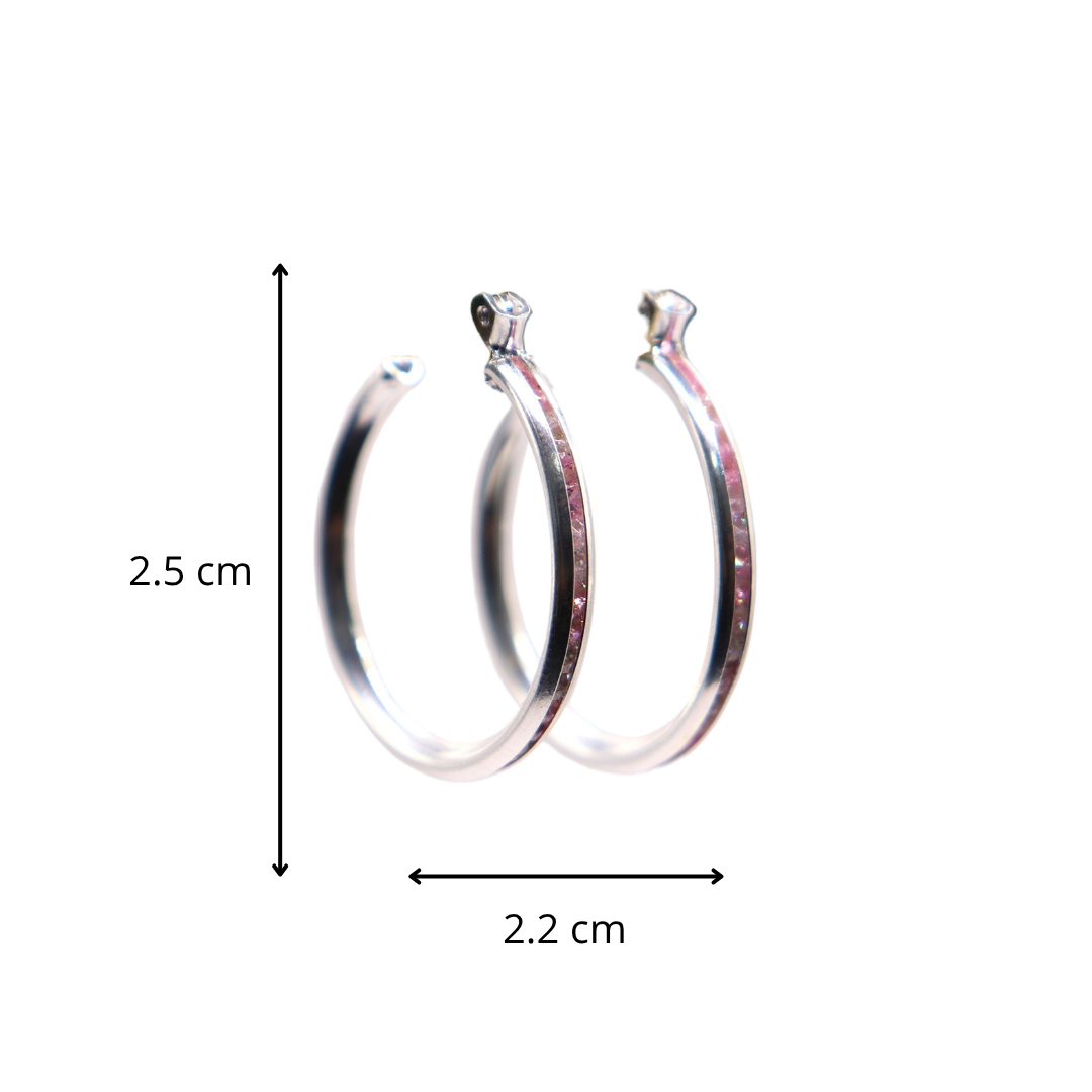 Aretes De Plata .925 Estilo Rosa Medianas