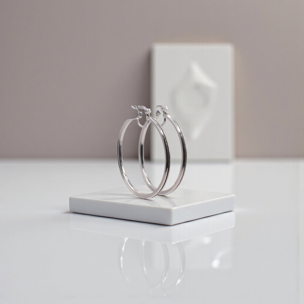 Aretes De Plata .925 Estilo Blancas Grandes