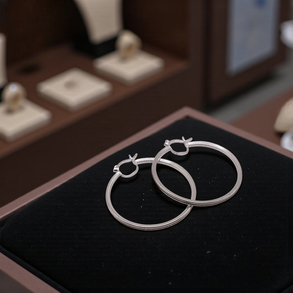 Aretes De Plata .925 Estilo Blancas Grandes