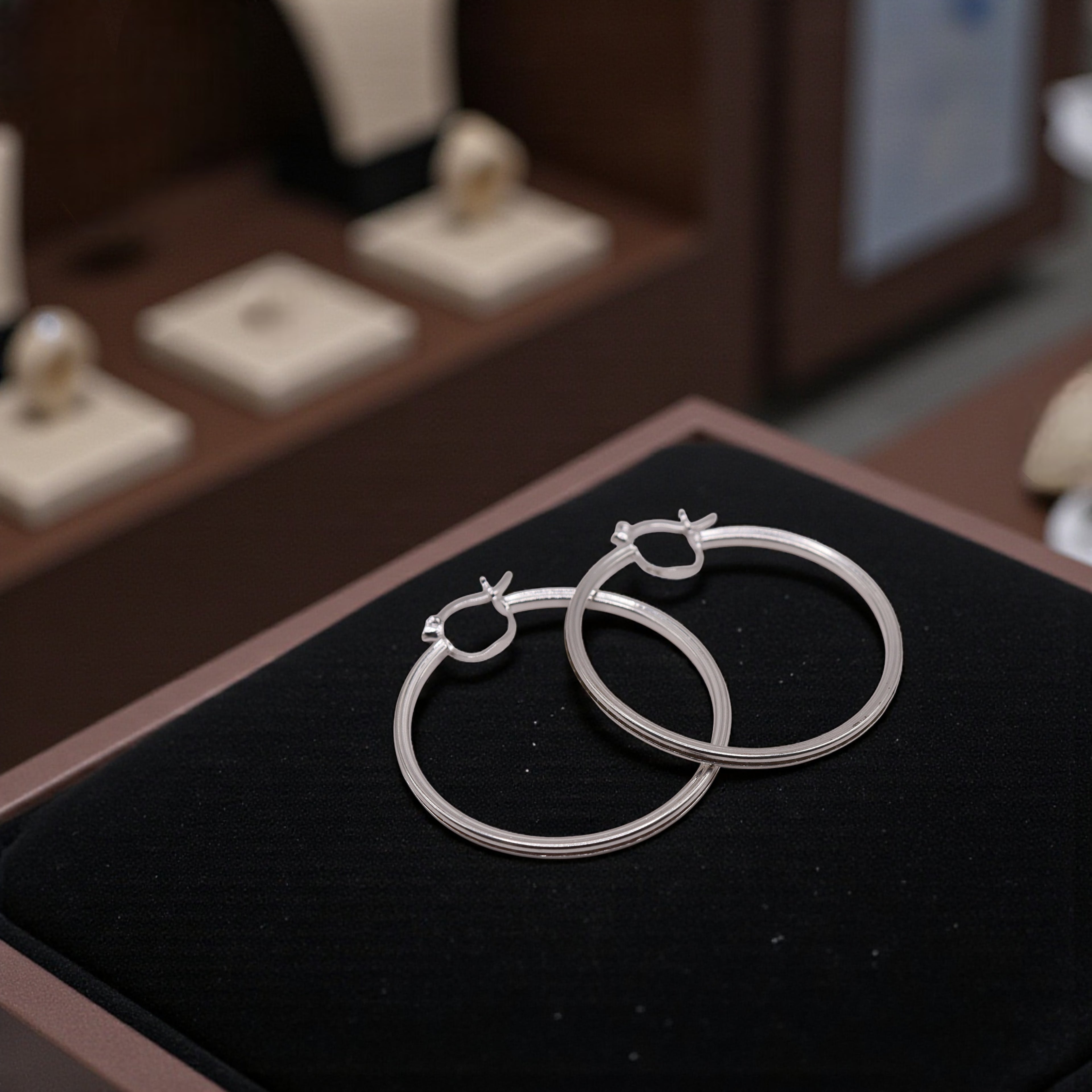 Aretes De Plata .925 Estilo Blancas Grandes