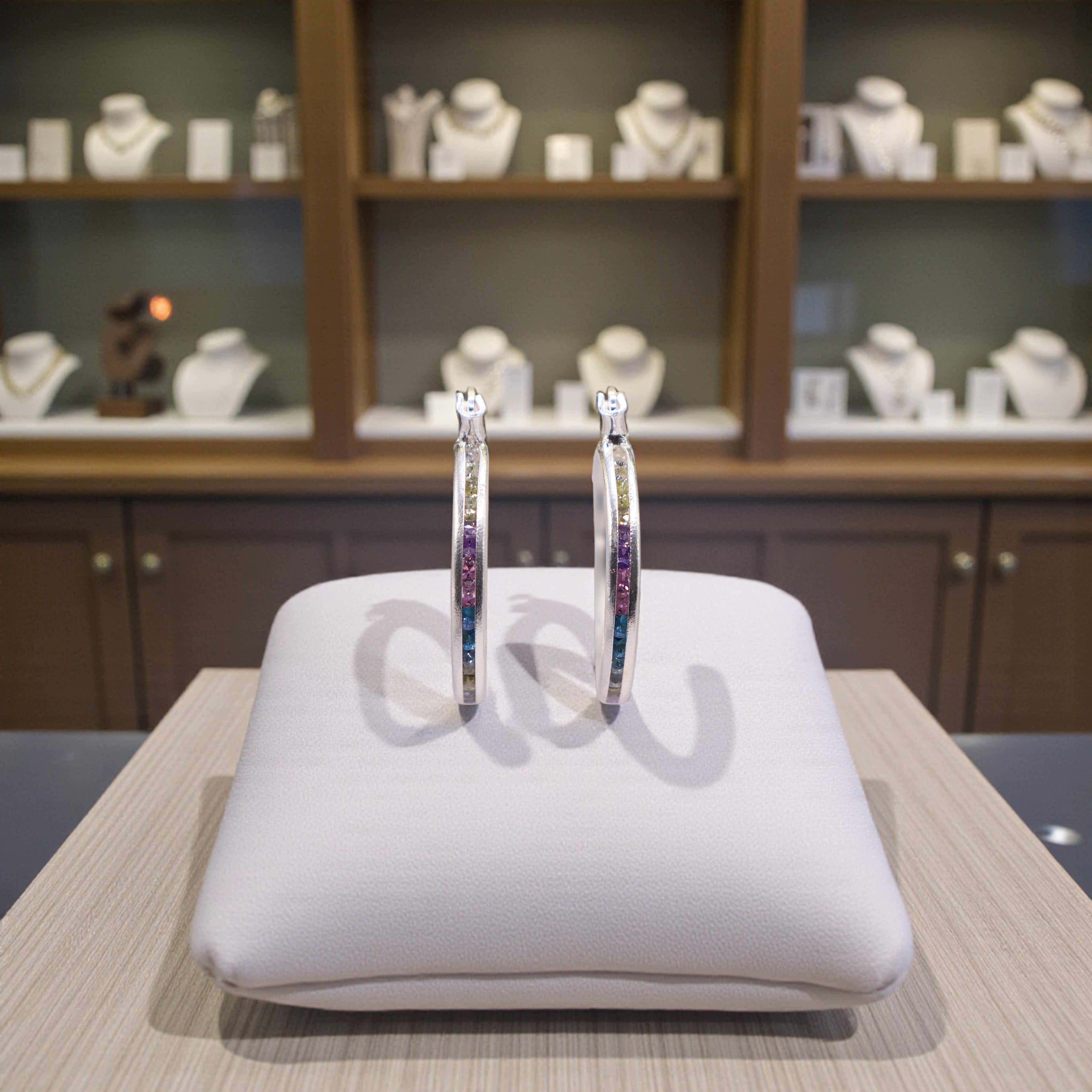 Aretes De Plata .925 Estilo Multicolor Tamaño Chico