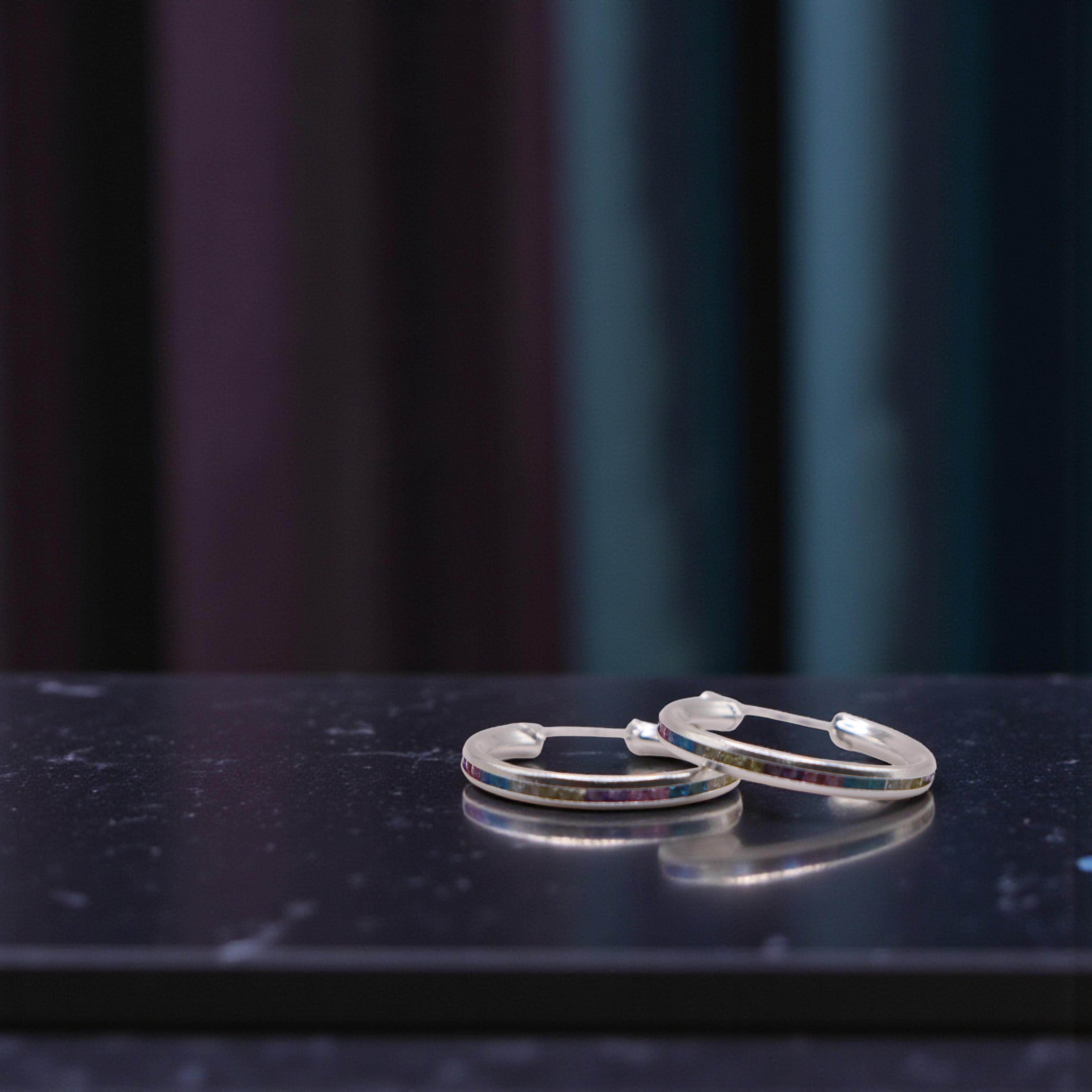 Aretes De Plata .925 Estilo Multicolor Tamaño Chico