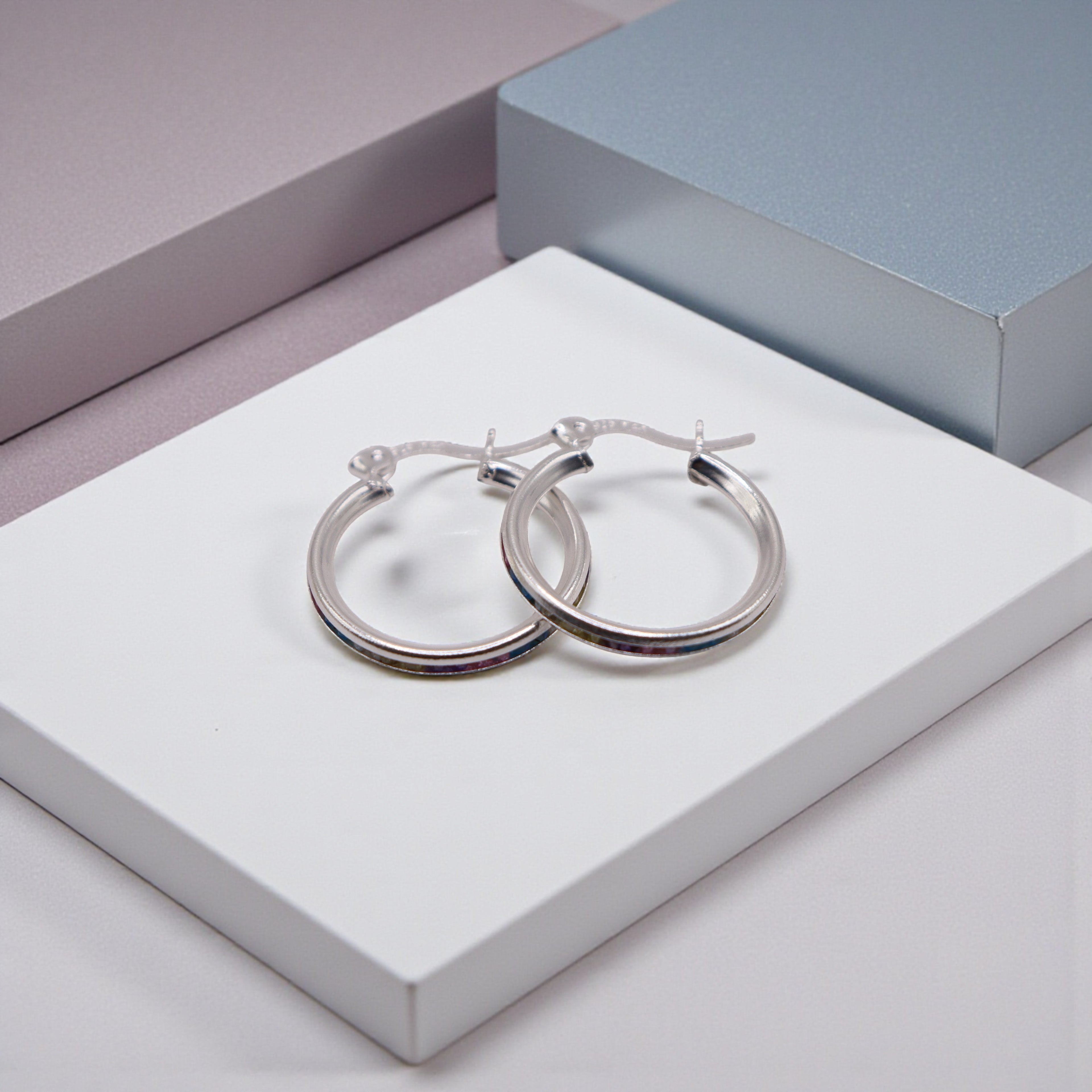 Aretes De Plata .925 Estilo Multicolor Tamaño Chico