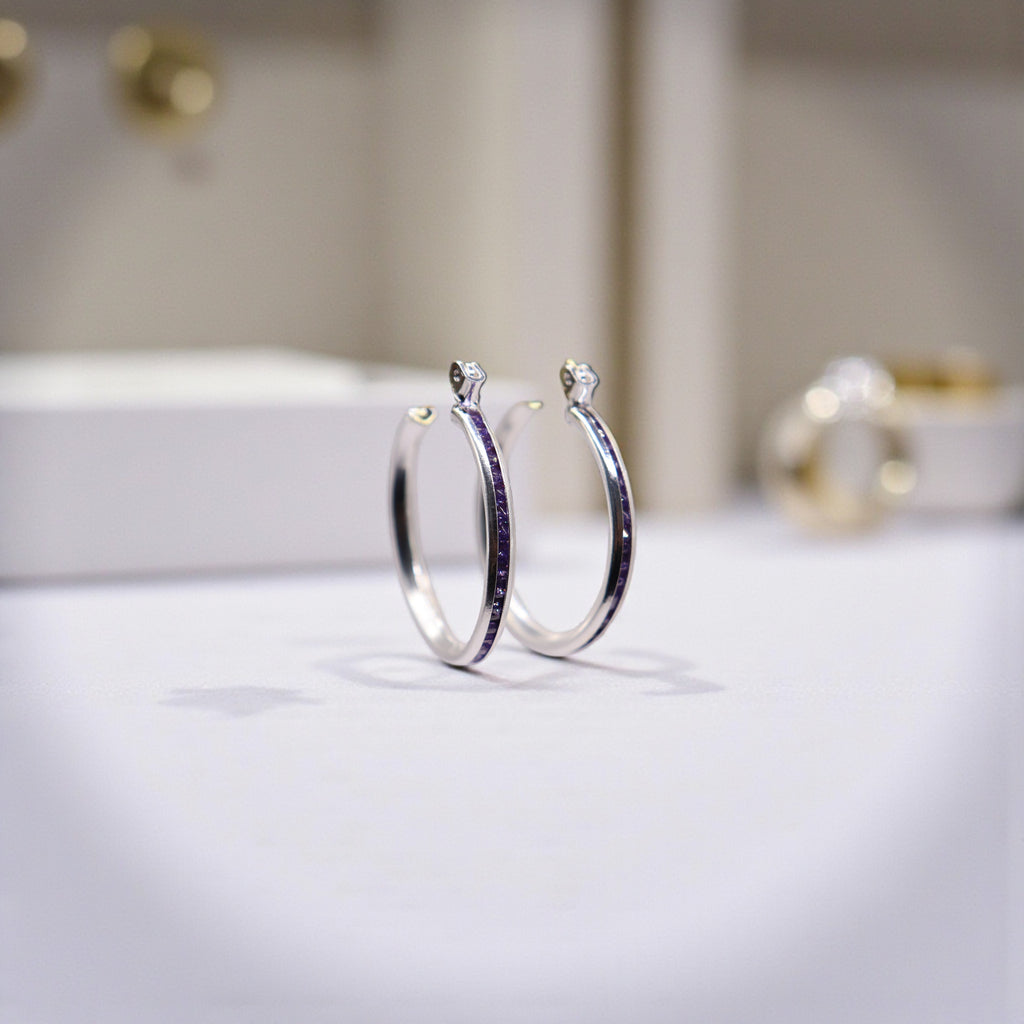 Aretes De Plata .925 Estilo Moradas Medianas