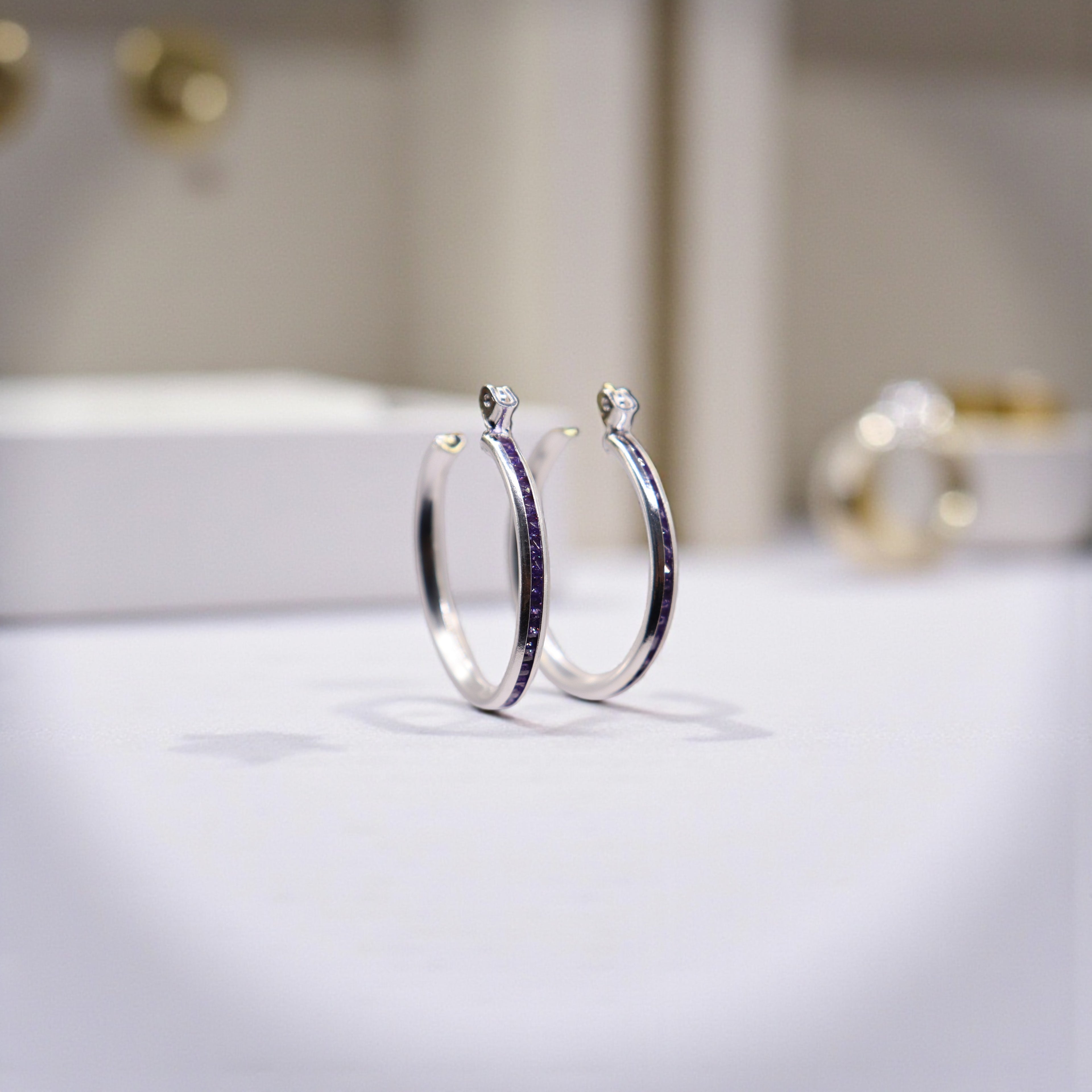 Aretes De Plata .925 Estilo Moradas Medianas