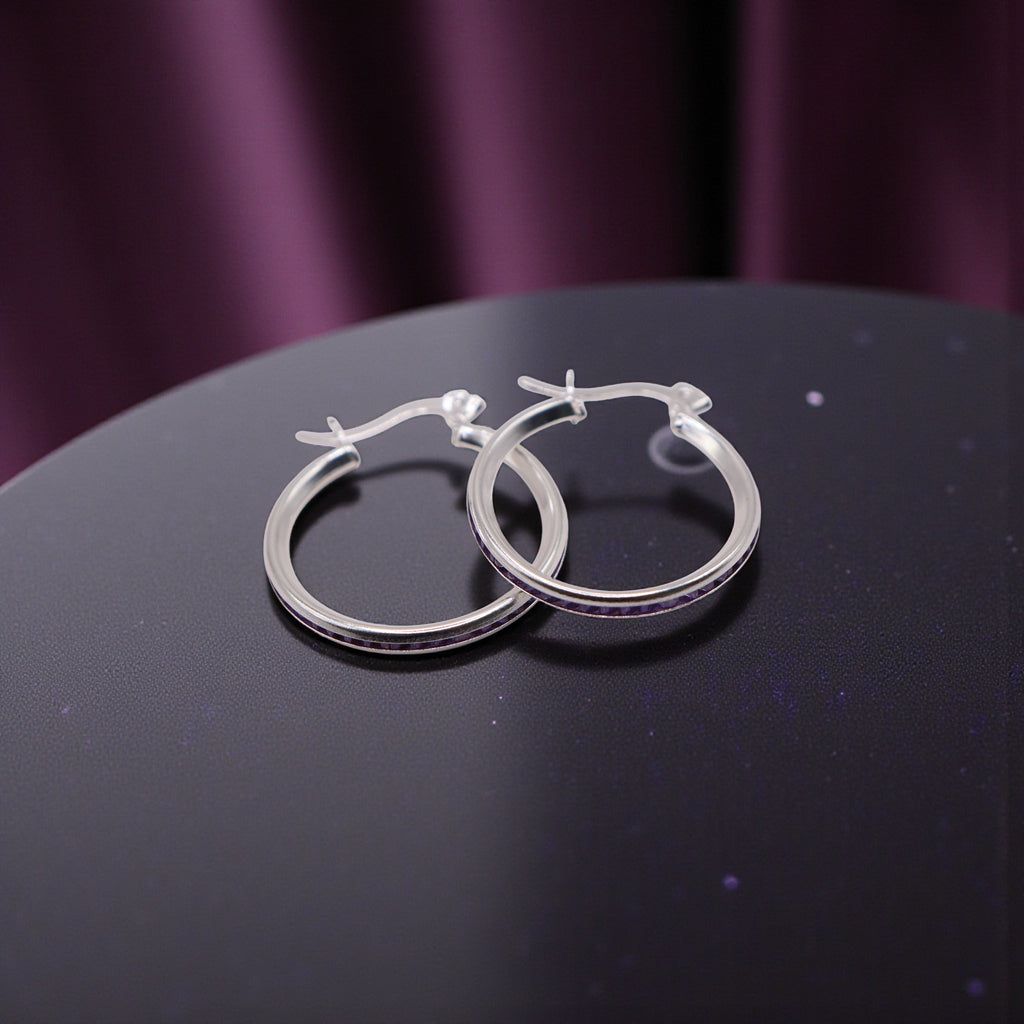 Aretes De Plata .925 Estilo Moradas Medianas