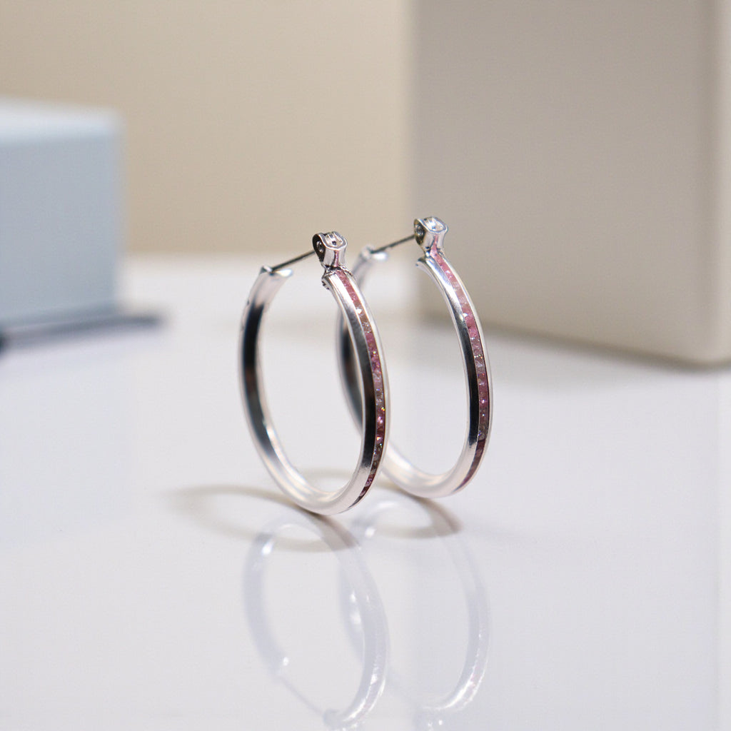 Aretes De Plata .925 Estilo Rosa Medianas