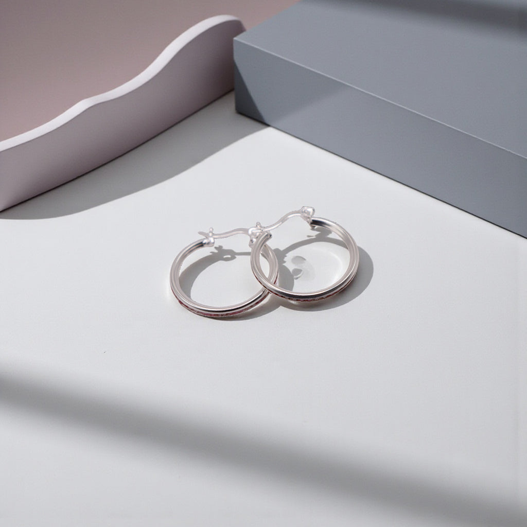 Aretes De Plata .925 Estilo Rosa Medianas