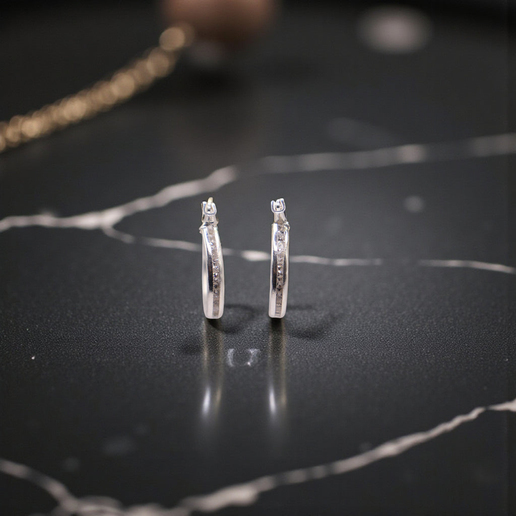 Aretes De Plata .925 Estilo Blanco Tamaño Mini