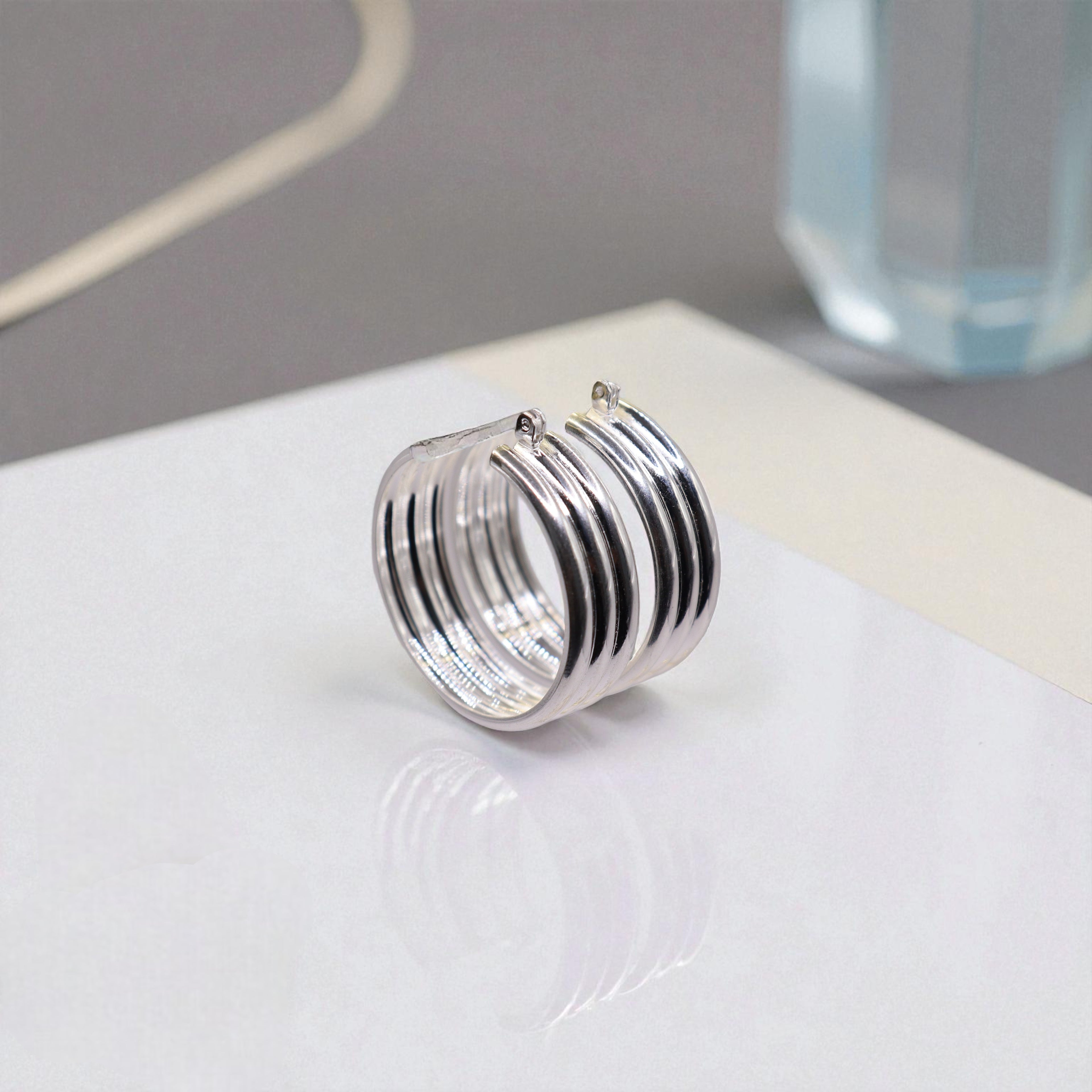 Aretes Arracada Triple Grande En Plata .925