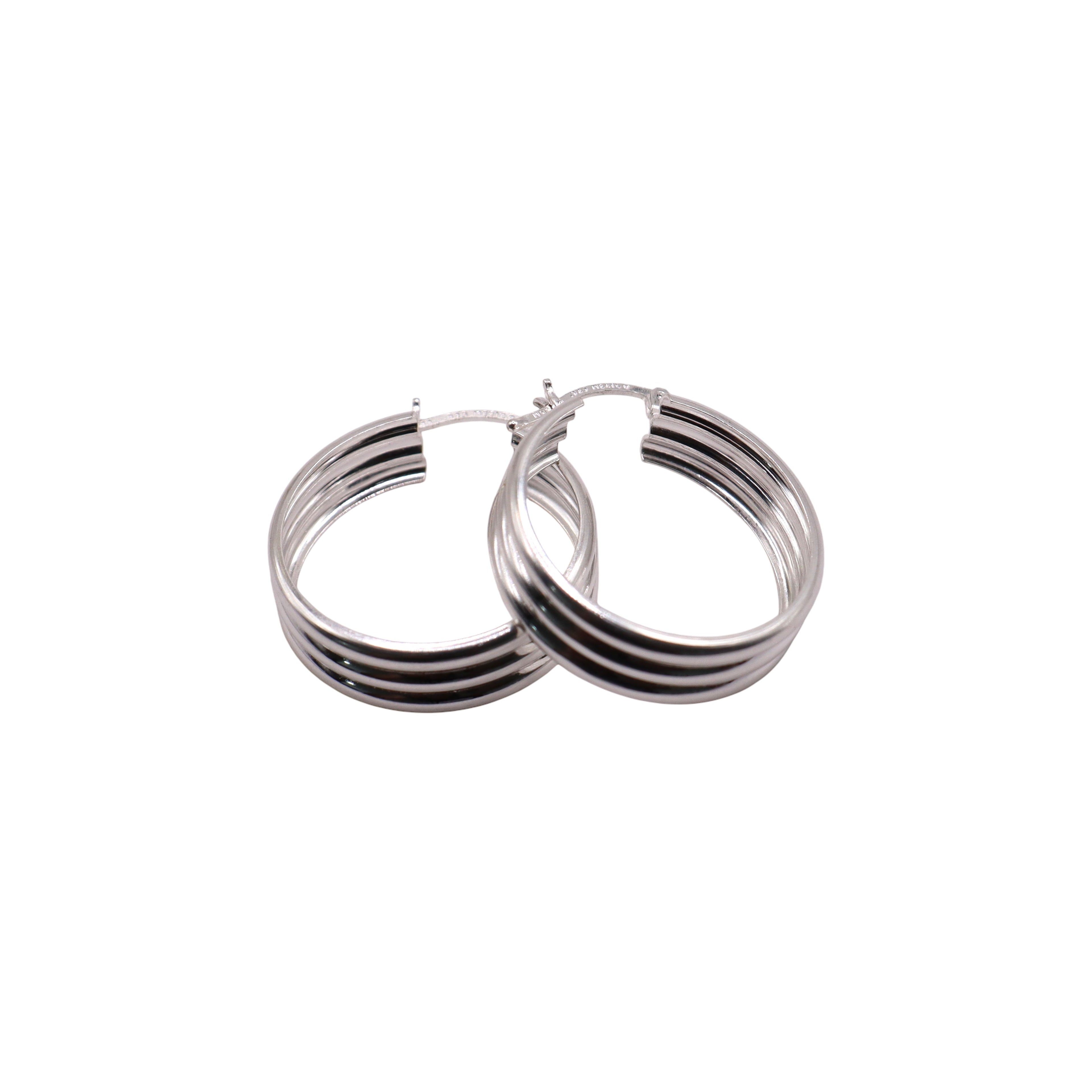 Aretes Arracada Triple Grande En Plata .925