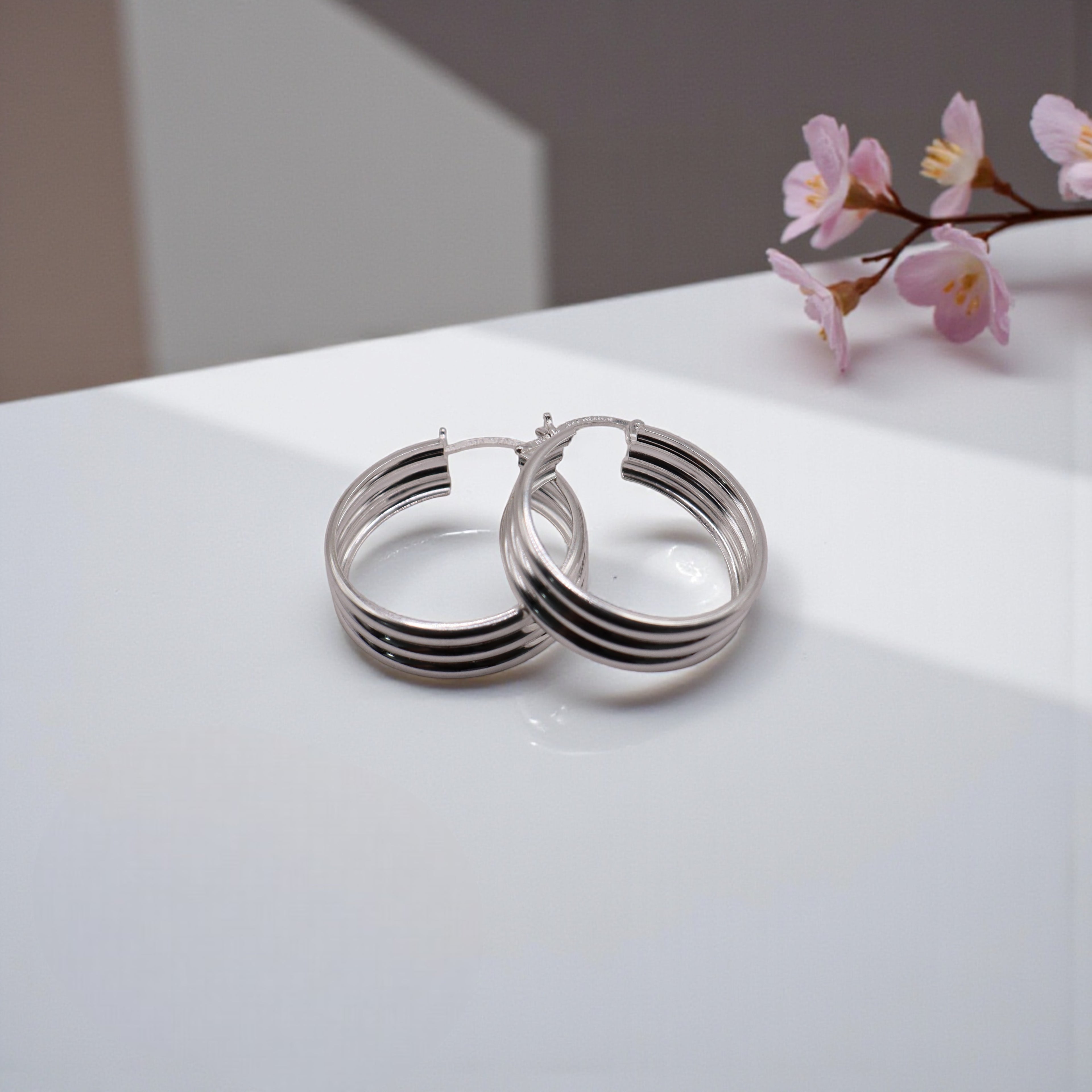 Aretes Arracada Triple Grande En Plata .925