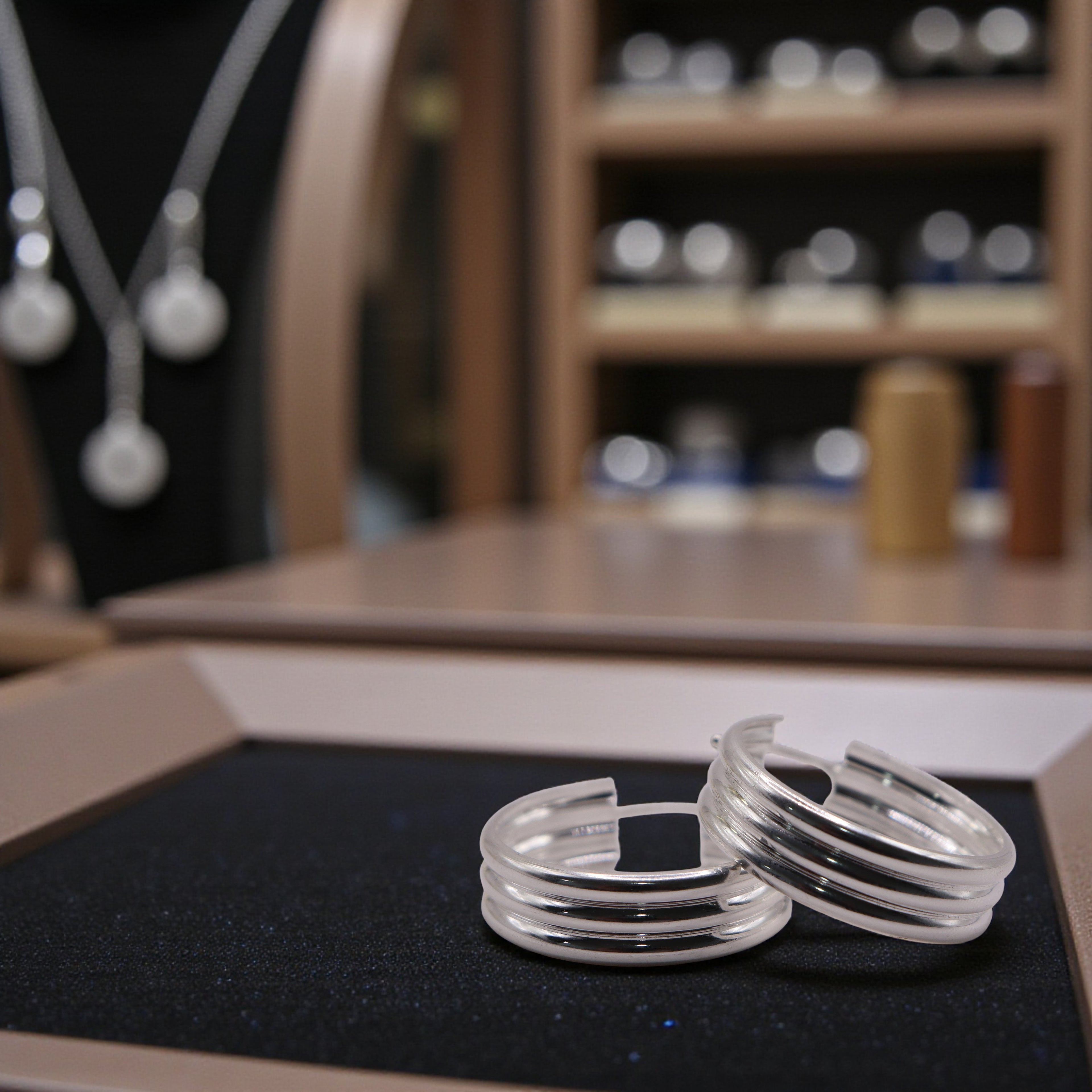 Aretes Arracada Triple Grande En Plata .925