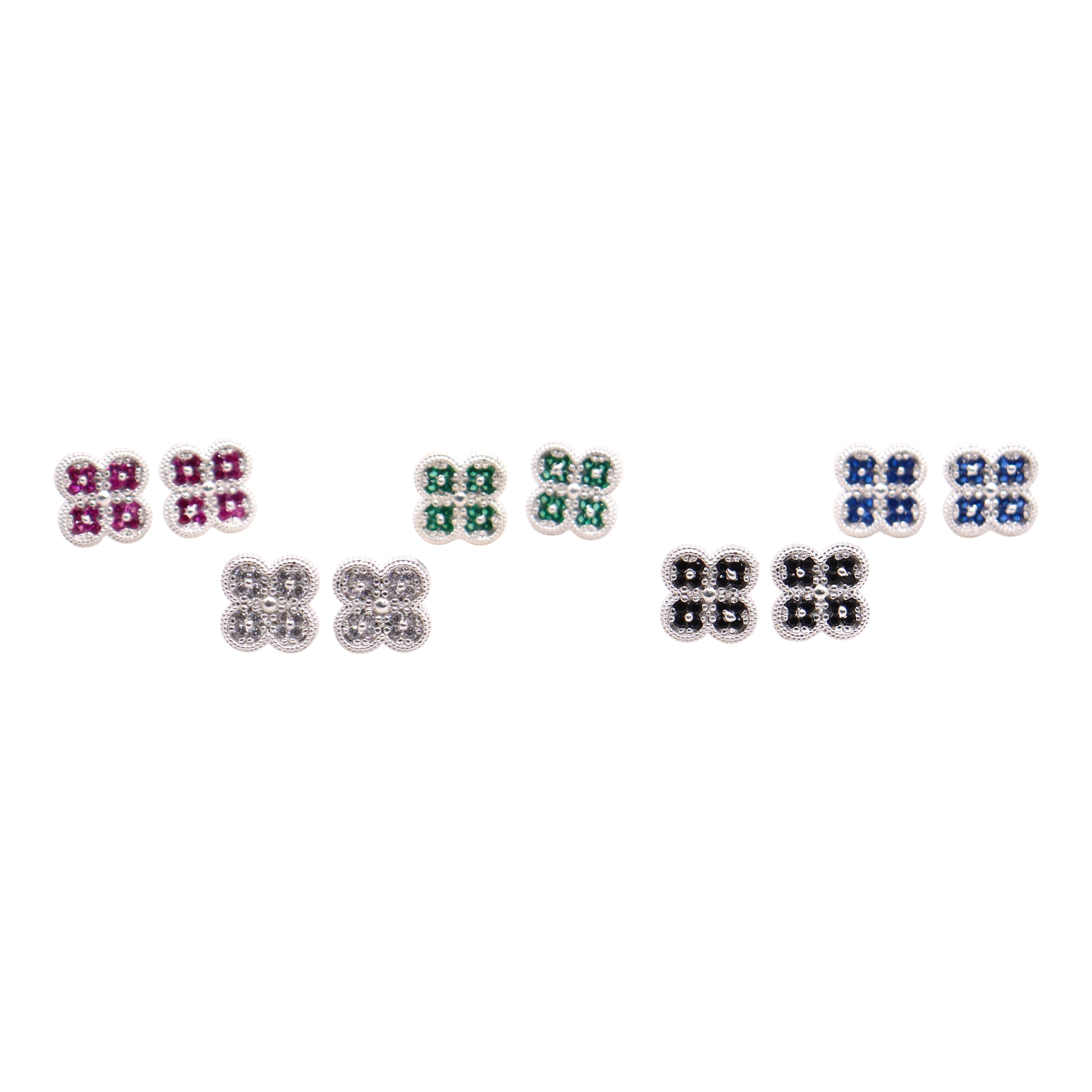 Aretes Trébol Plata .925 Con Circonia