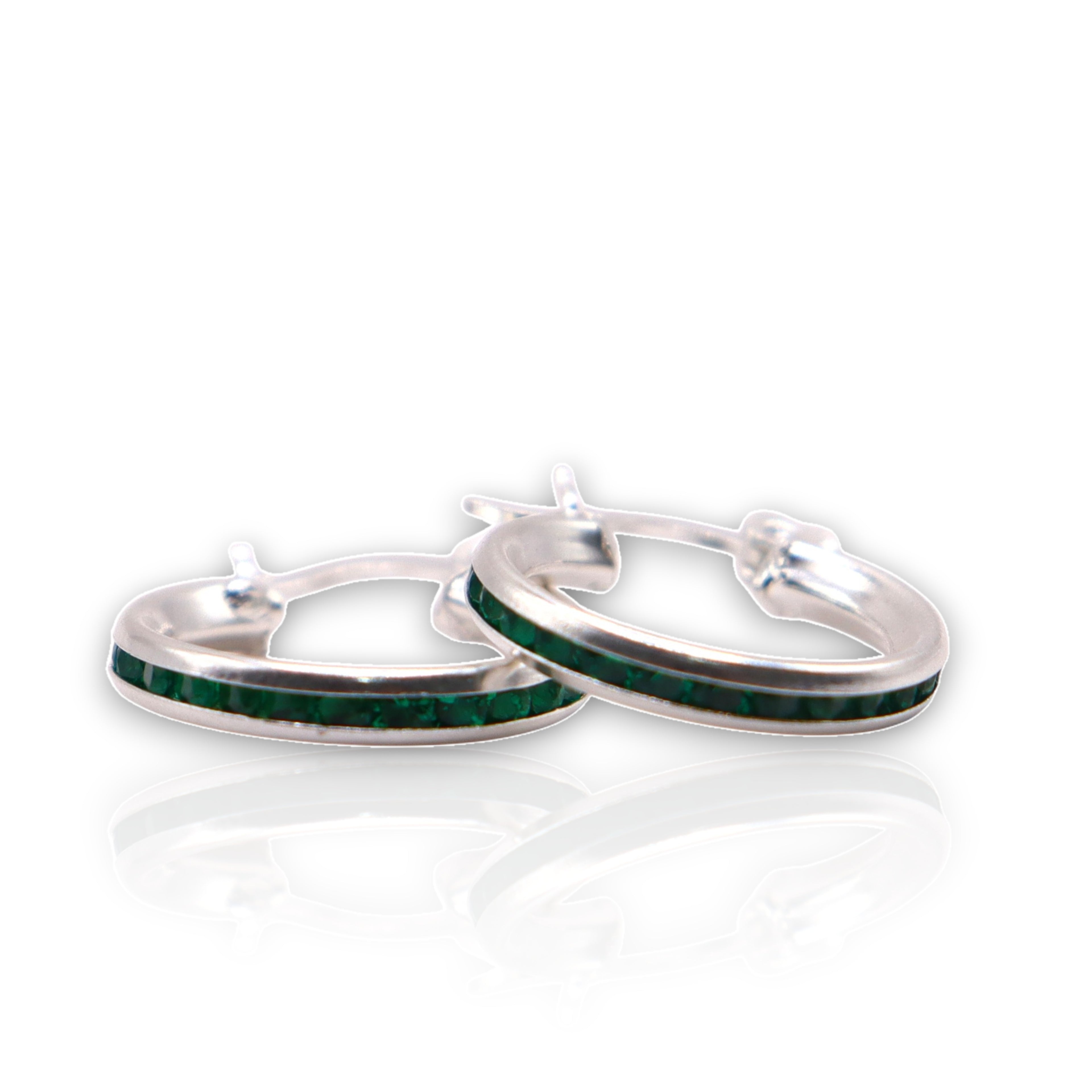 Aretes De Plata .925 Estilo Verde Tamaño Mini