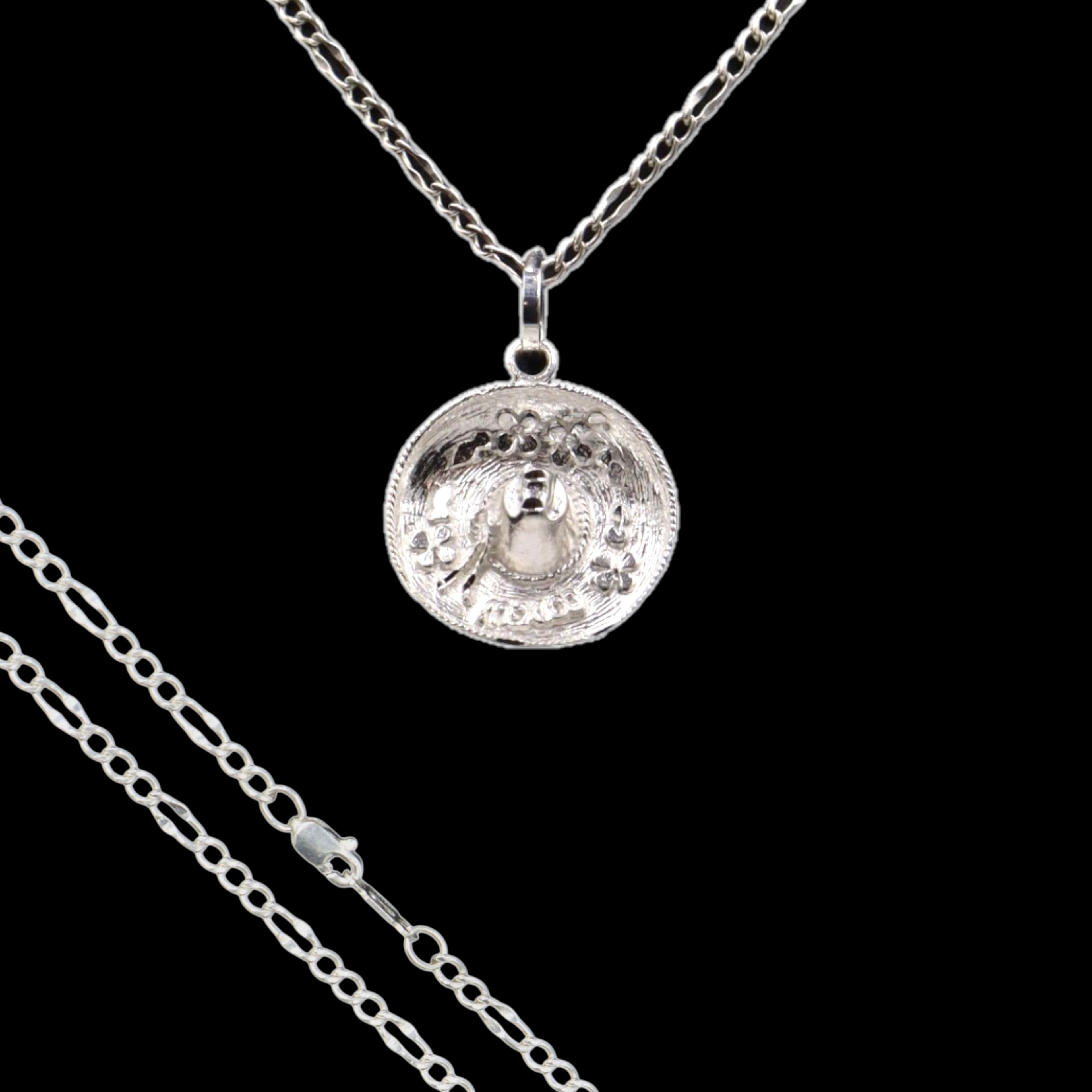 Dije De Sombrero Grande + Cadena en Plata .925