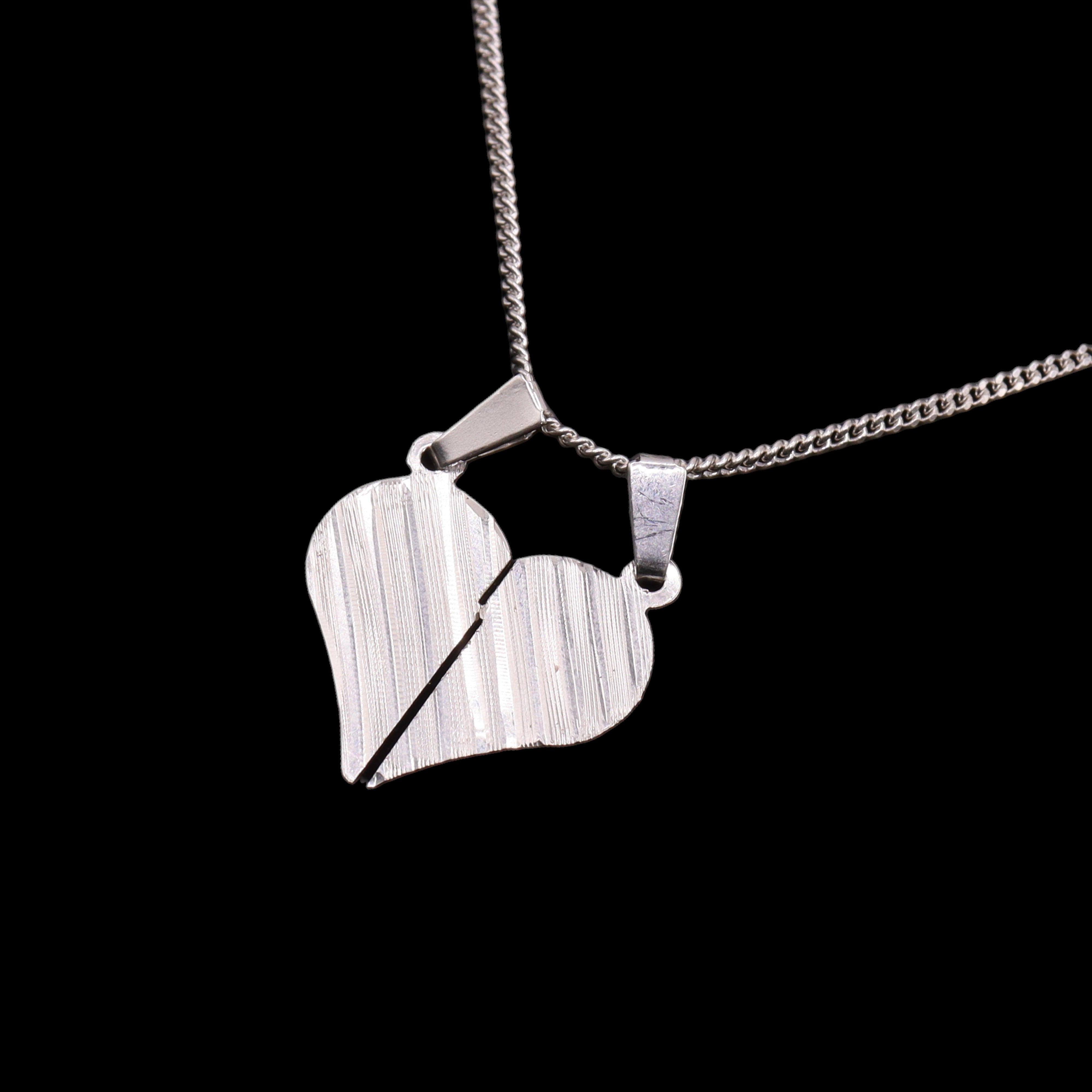 Dije Para Parejas Corazón Con Lineas Plata .925