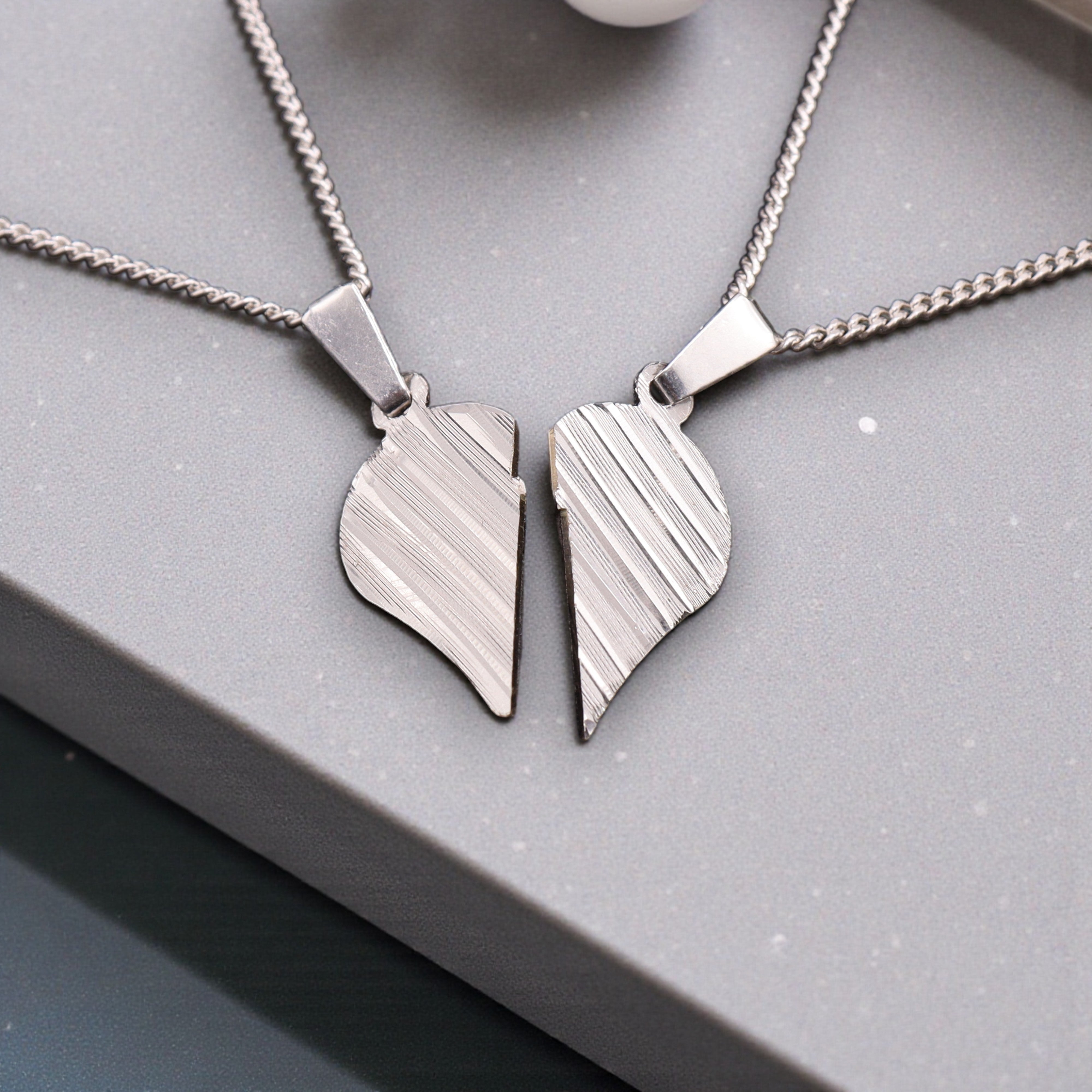 Dije Para Parejas Corazón Con Lineas Plata .925