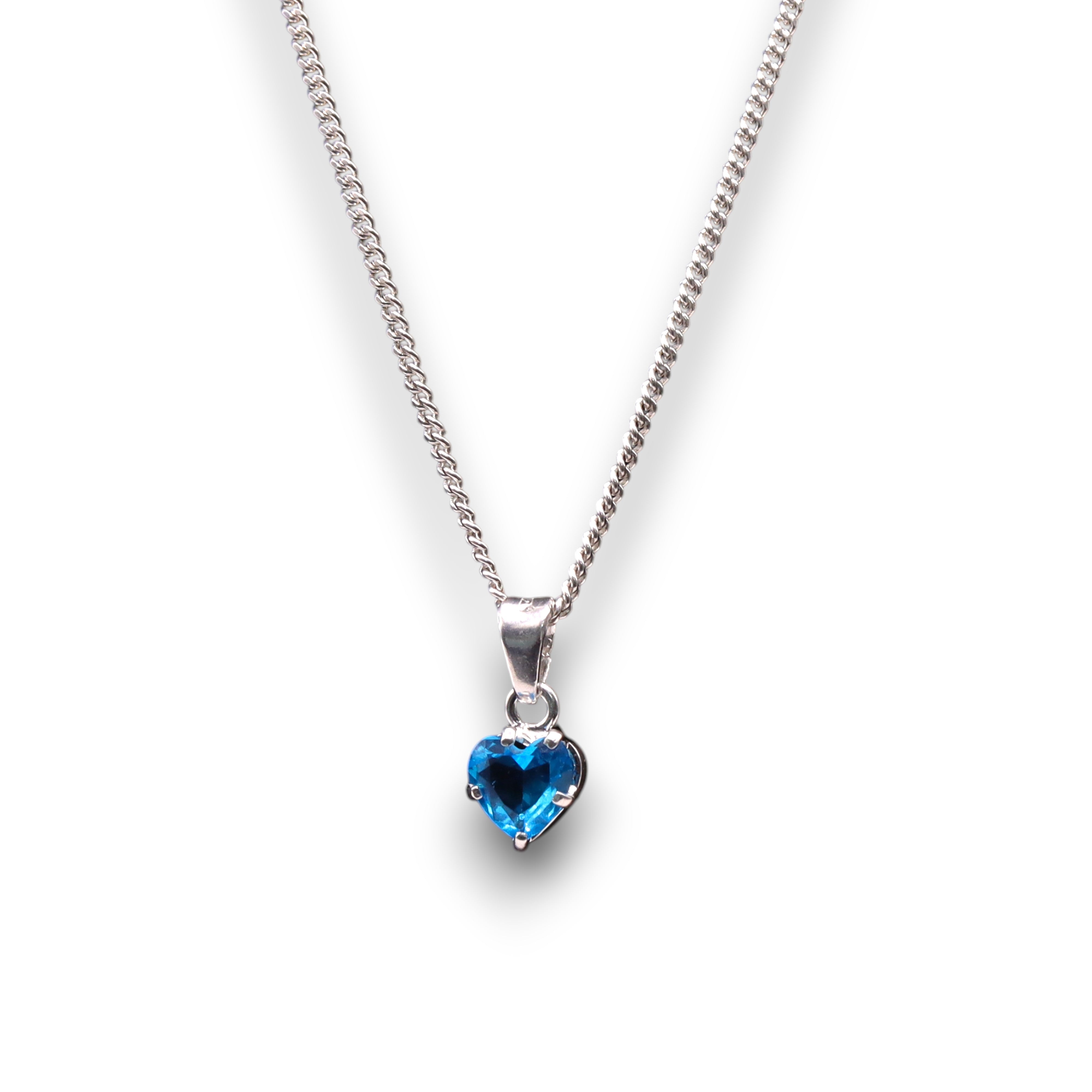 Dije Corazón Mini Azul Cielo Plata .925