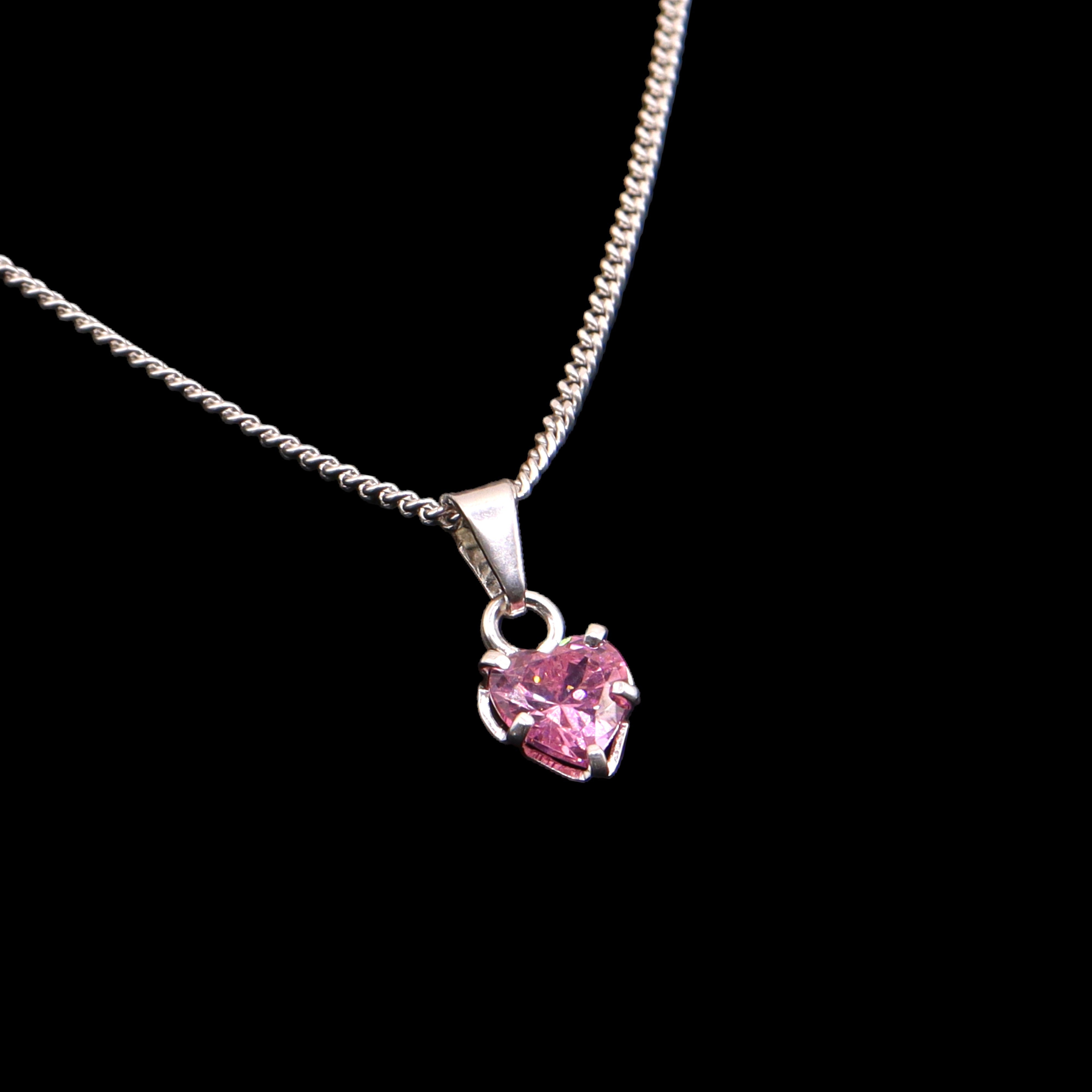 Dije Corazón Mediano Rosa Plata .925