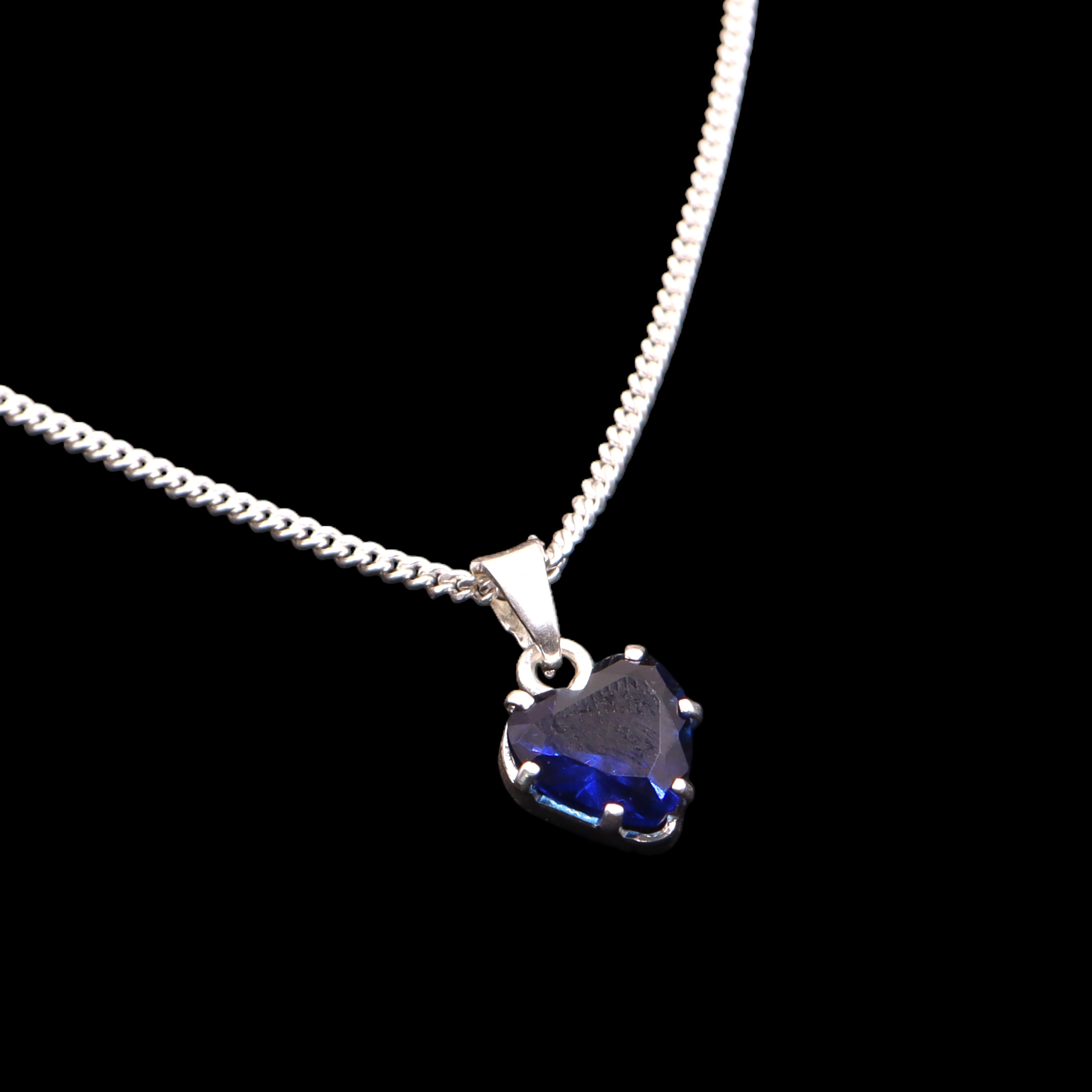 Dije Corazón Mediano Azul Plata .925