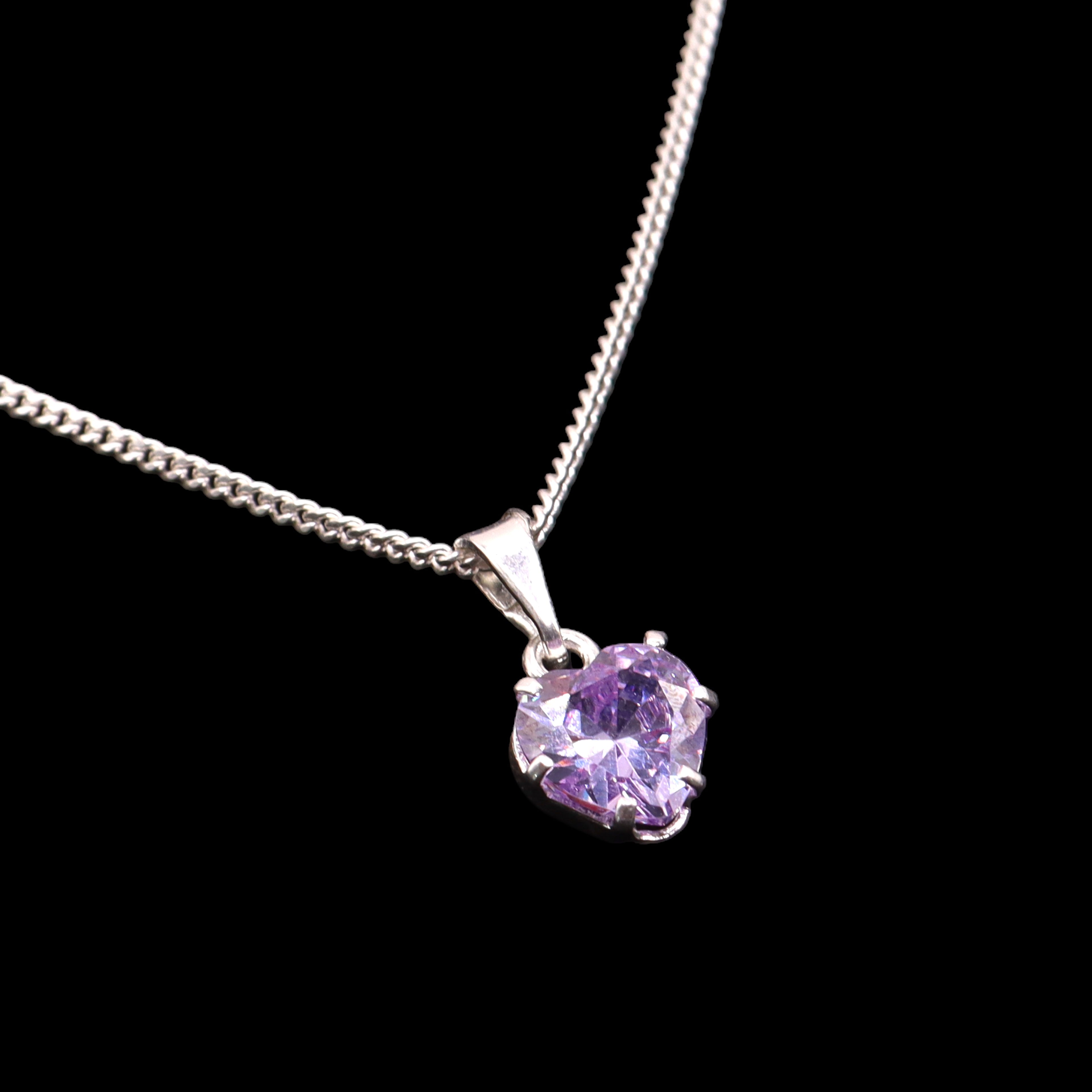 Dije Corazón Mediano Morado Plata .925
