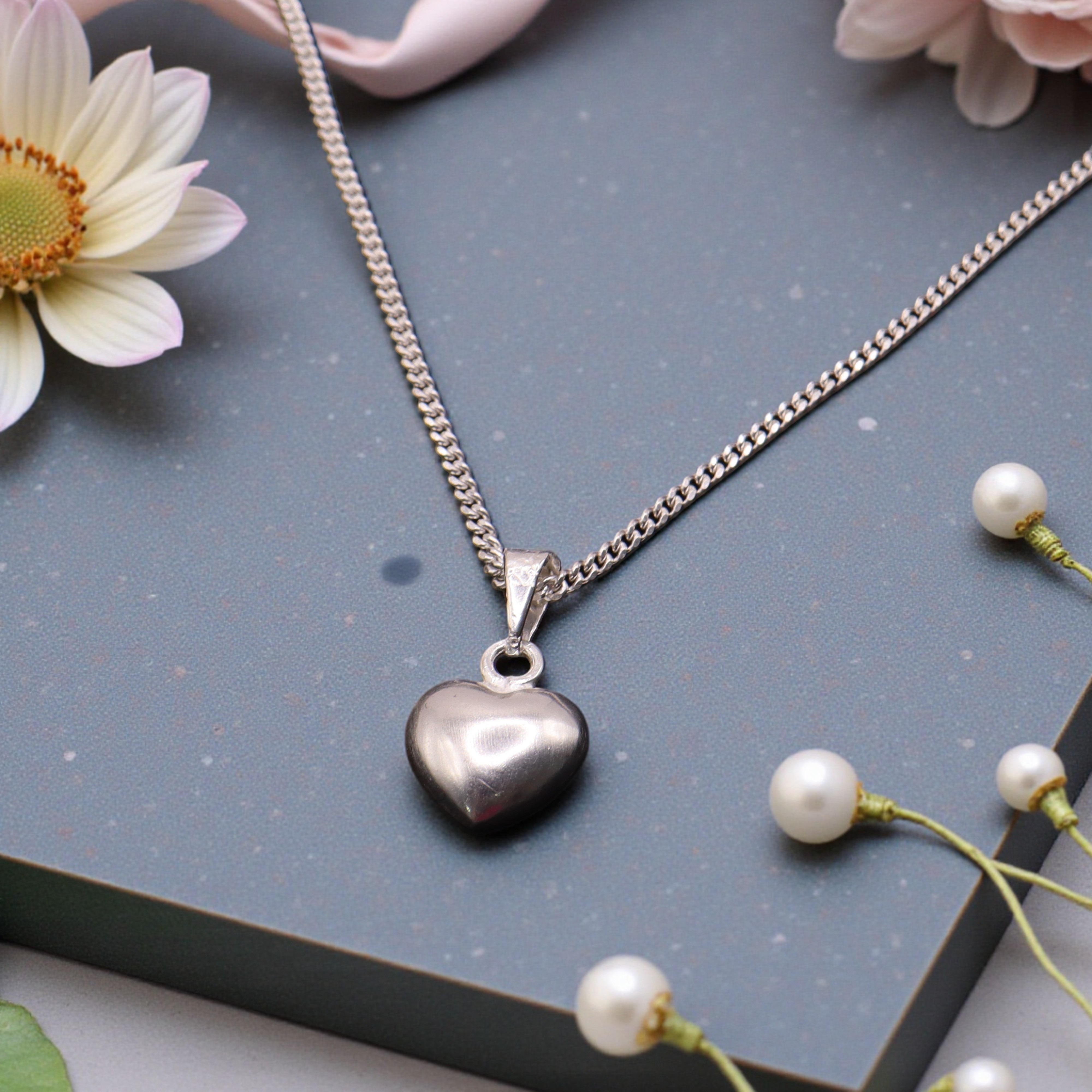 Dije Corazón Liso Mediano Plata .925