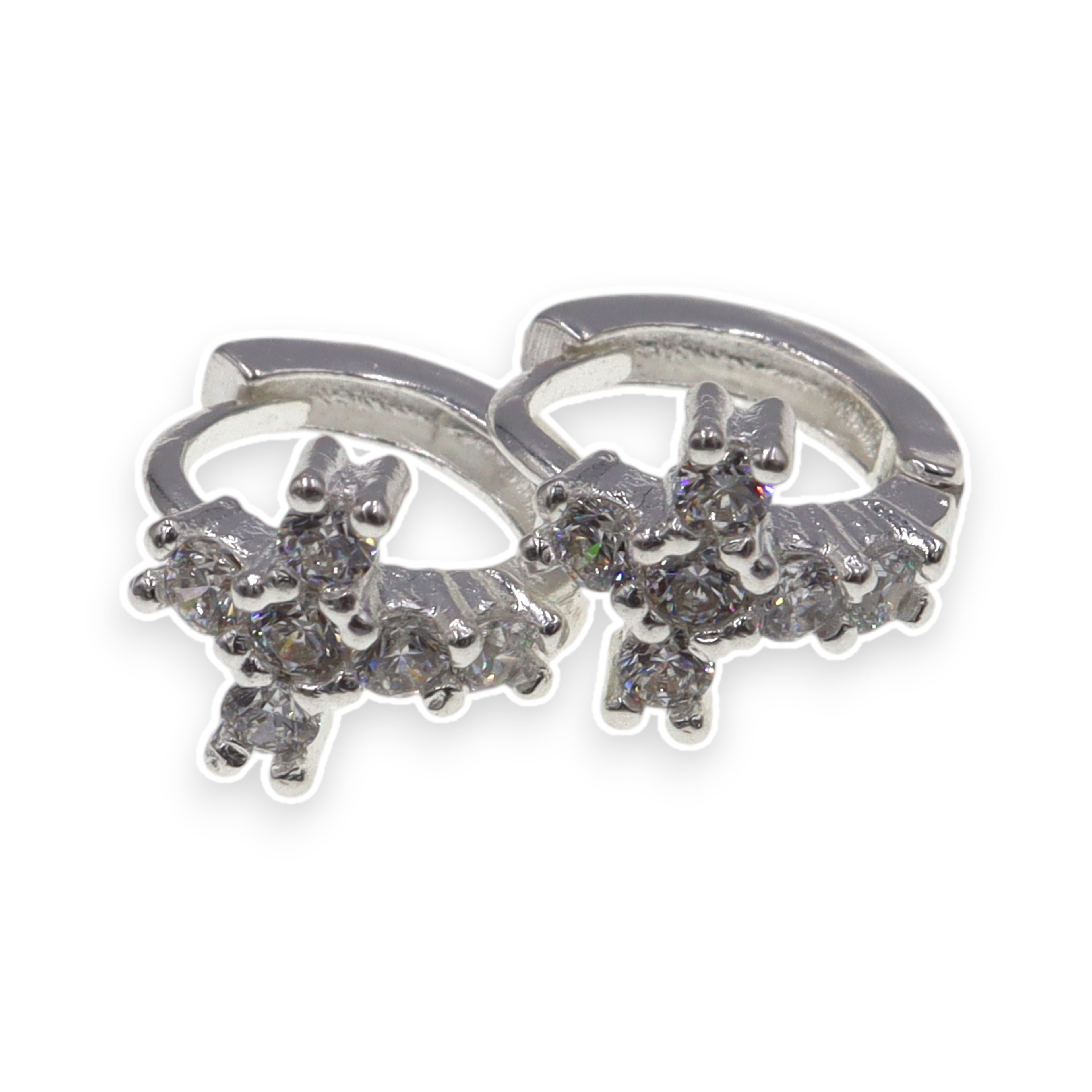 Aretes Huggies Cruz de Plata .925