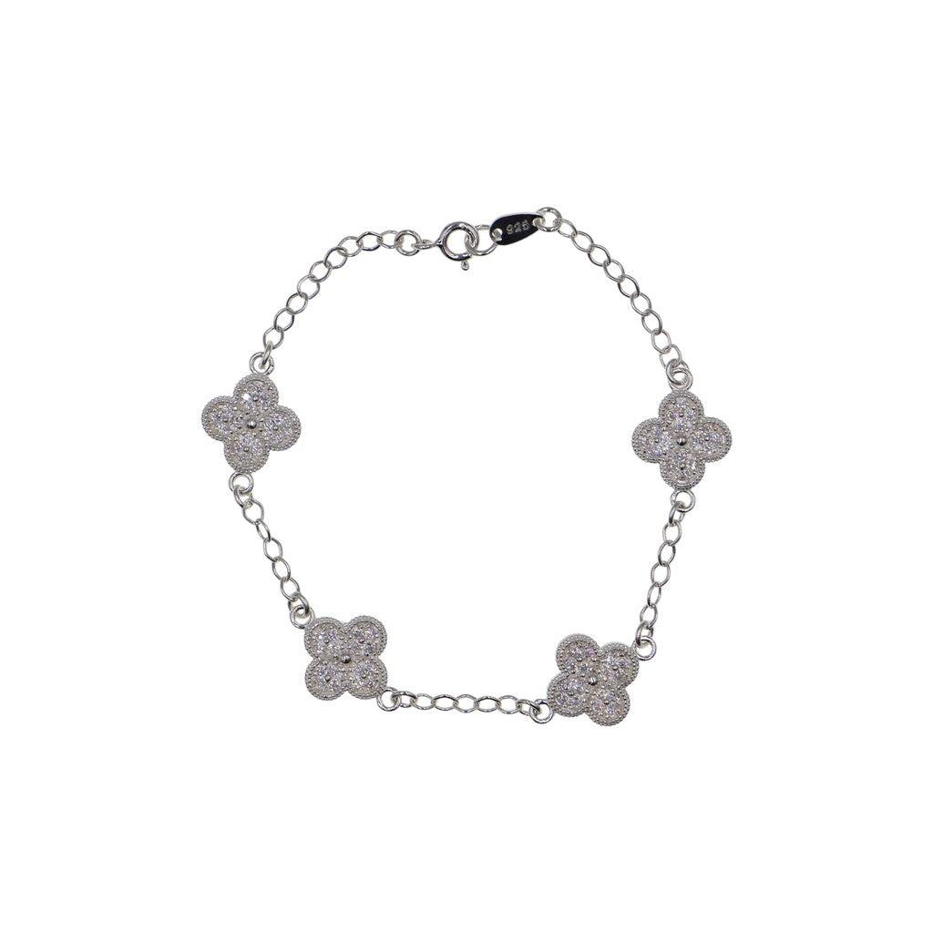 Pulso De Plata .925 Estilo Trebol Chico