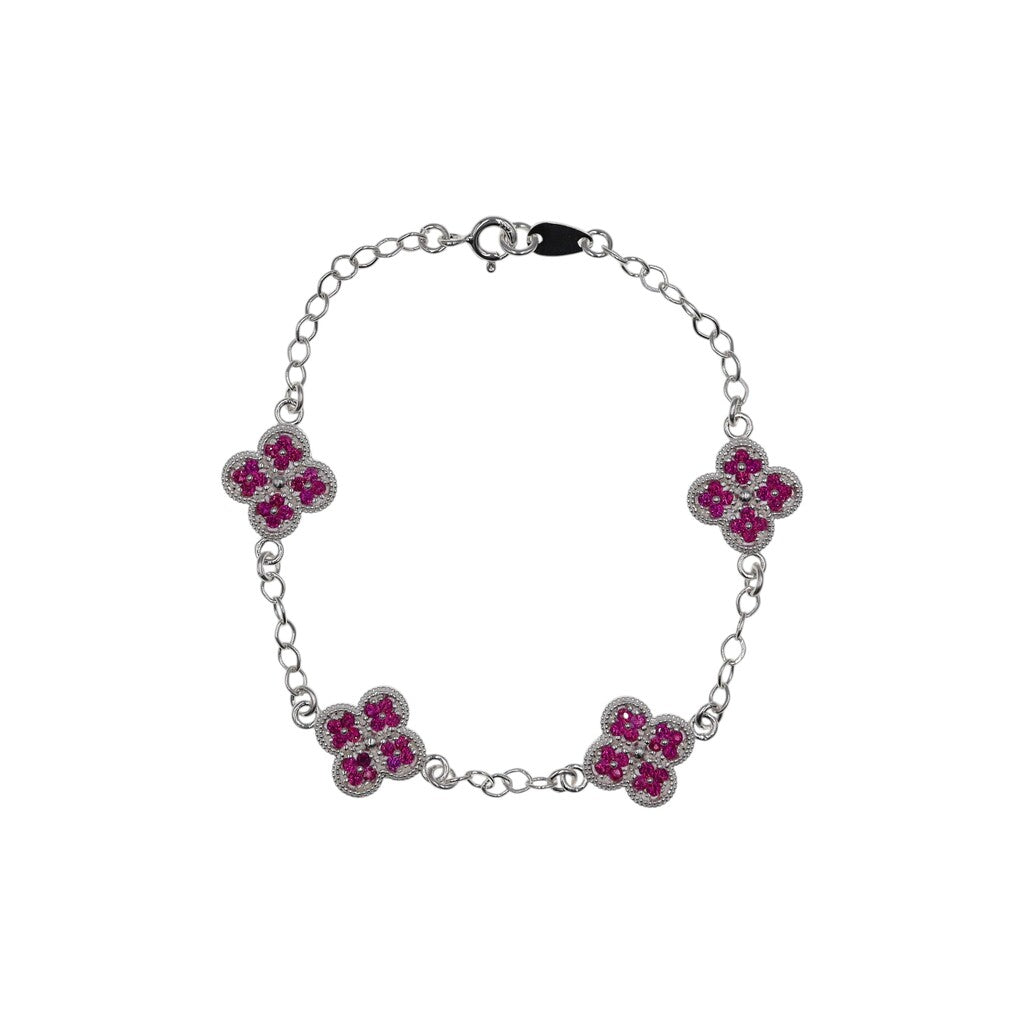 Pulso De Plata .925 Estilo Trebol Chico