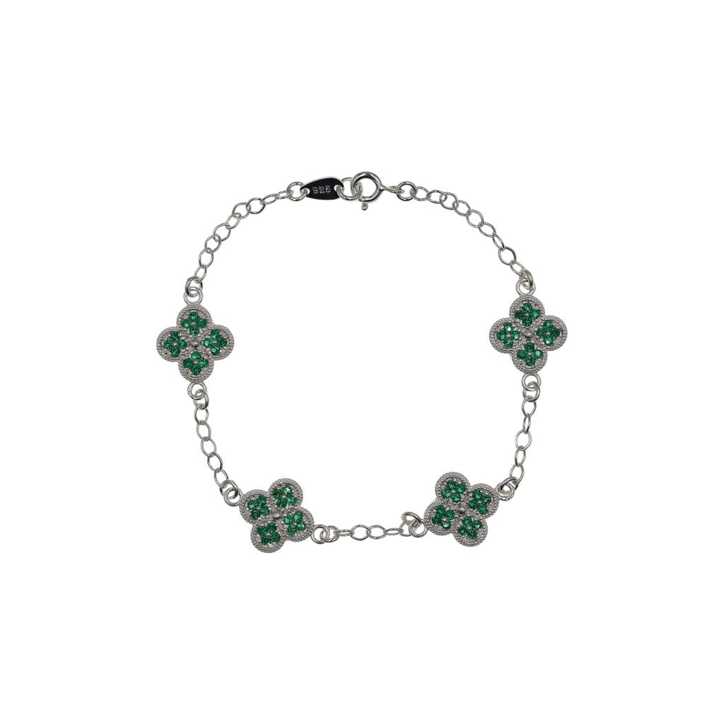 Pulso De Plata .925 Estilo Trebol Chico