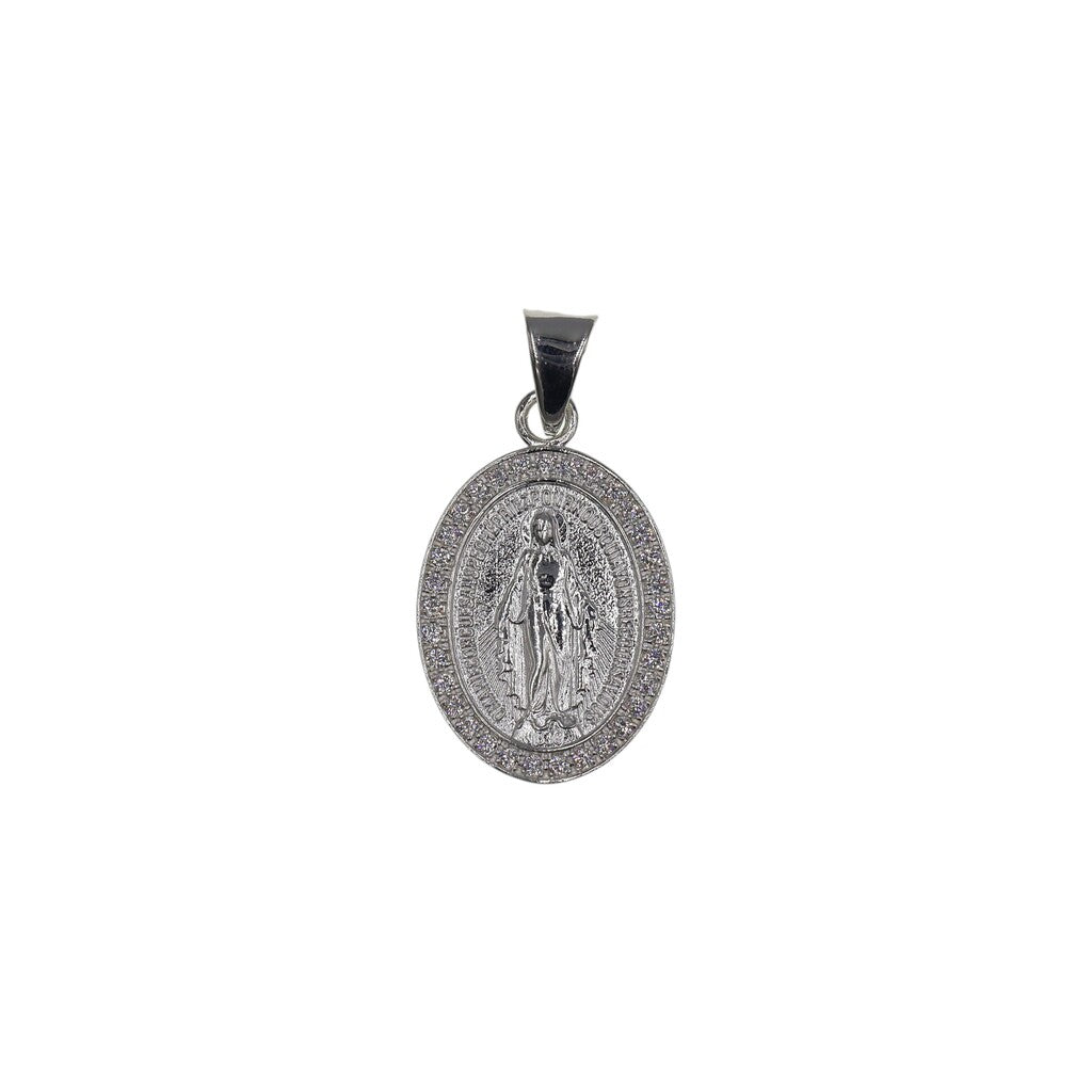 Dije De Virgen + Cadena En Plata .925
