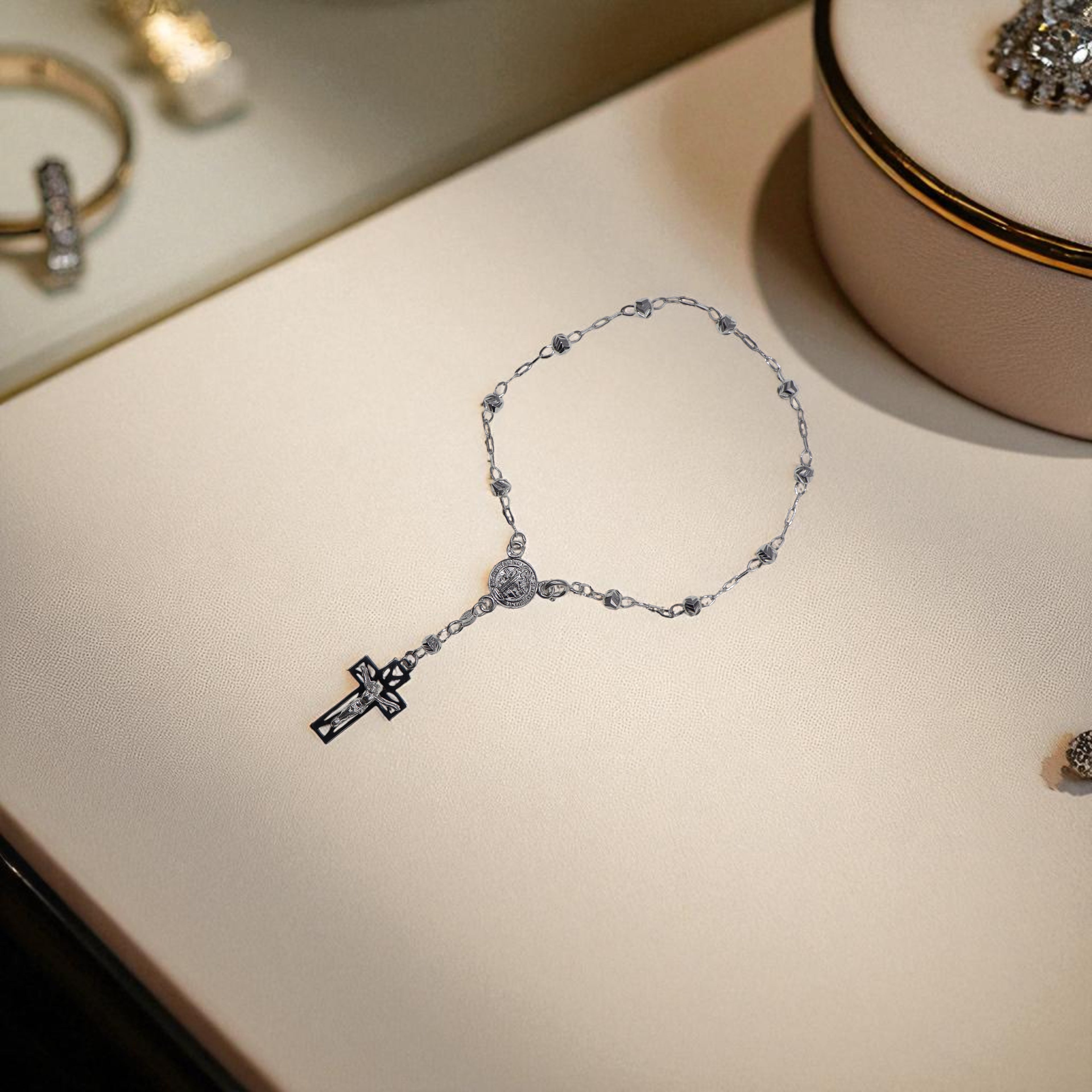 Pulso De Plata 925 Estilo Misterio Religioso