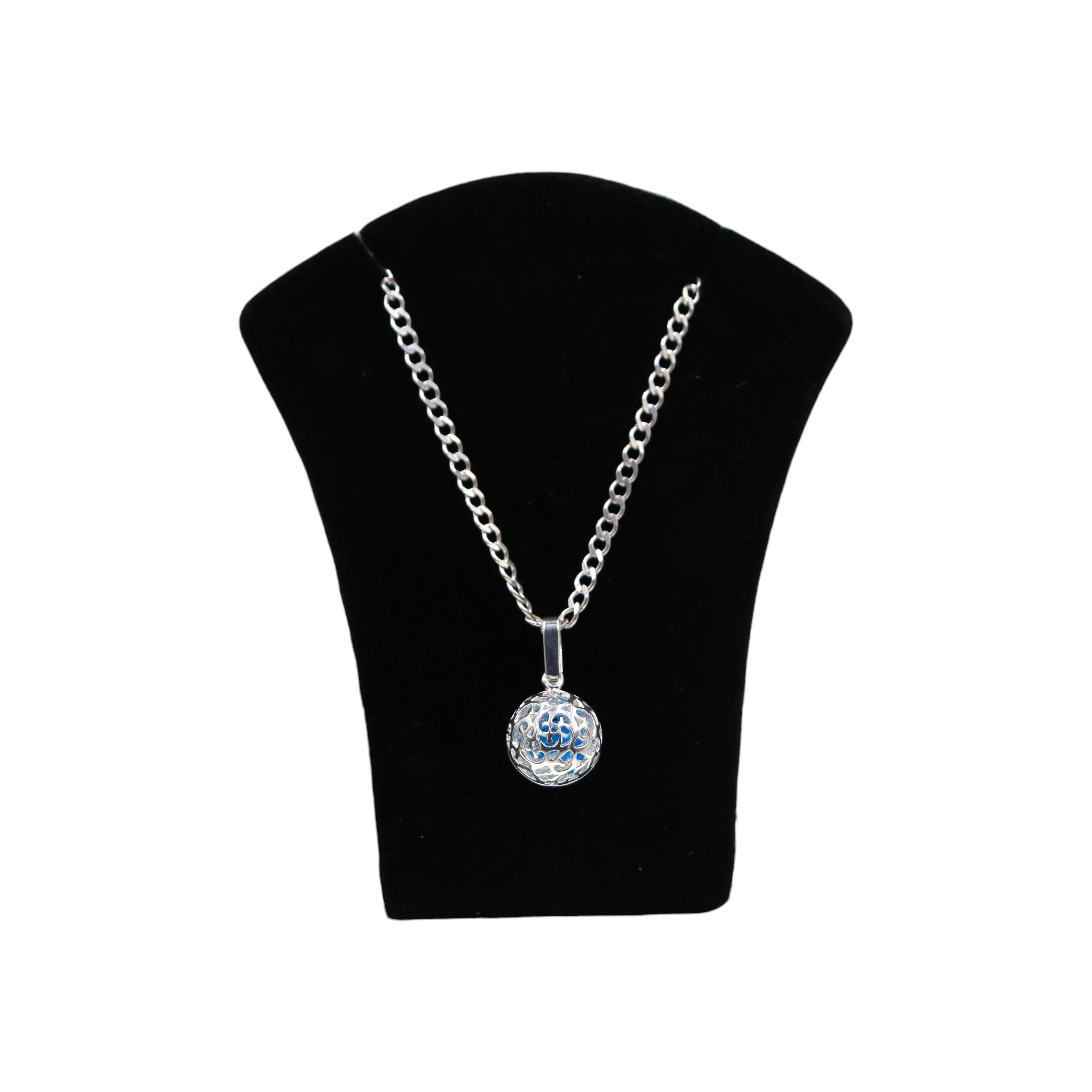 Dije De Llamador De Angel Azul + Cadena De Plata .925