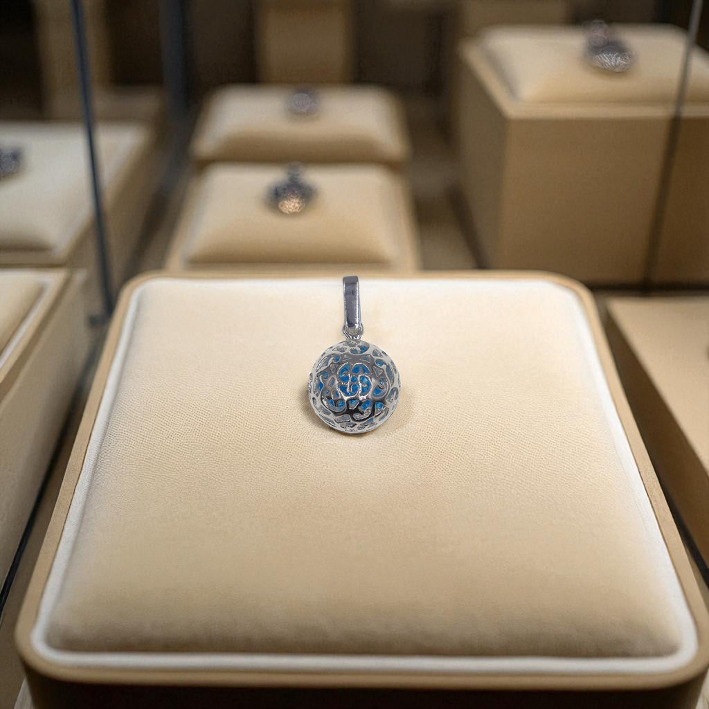 Dije De Llamador De Angel Azul + Cadena De Plata .925