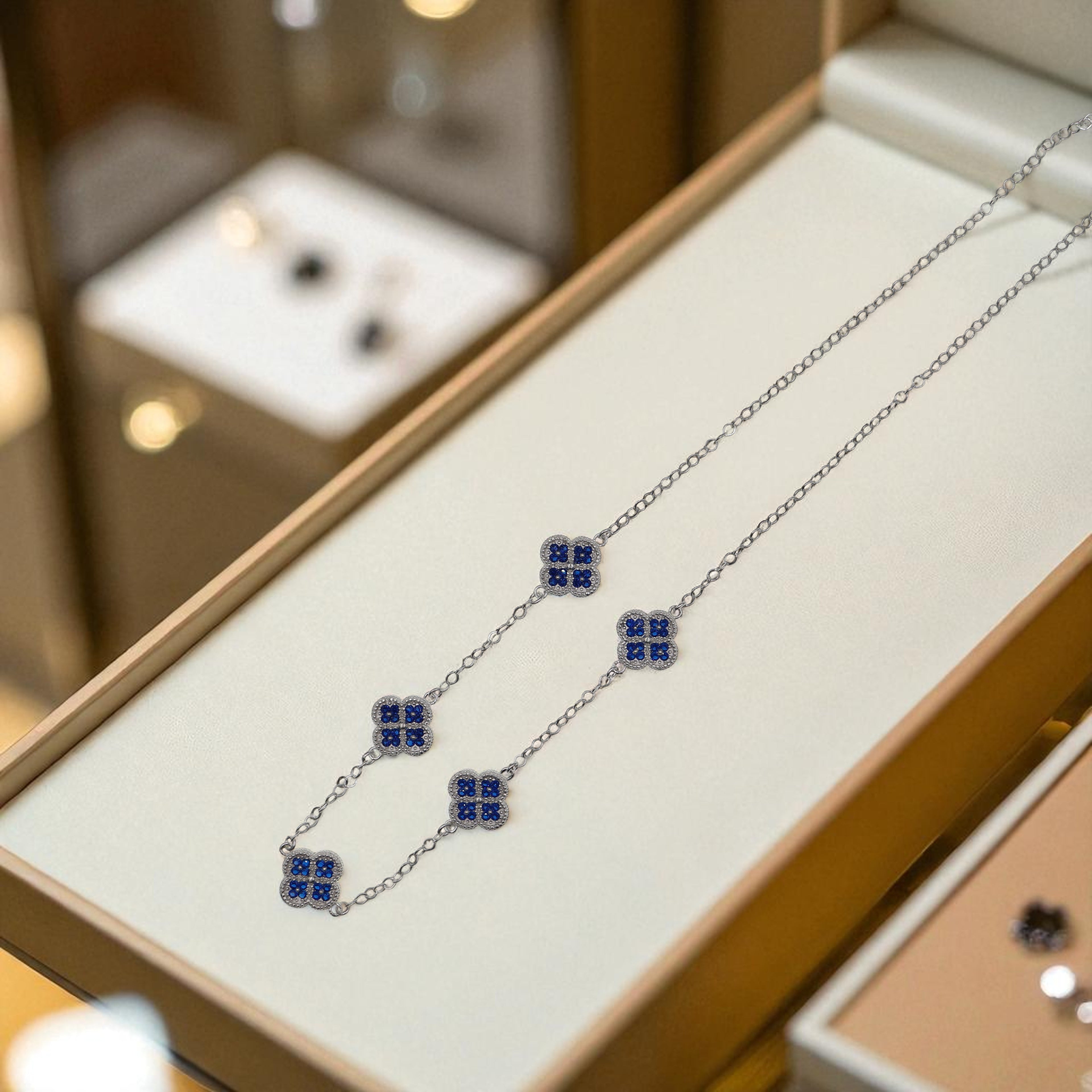 Cadena De Plata.925 Con Treboles Y Circonias