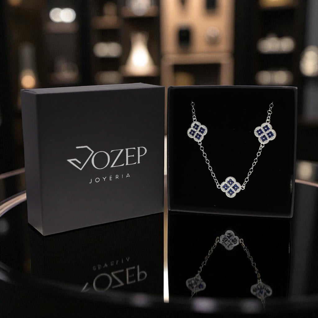 Cadena De Plata.925 Con Treboles Y Circonias