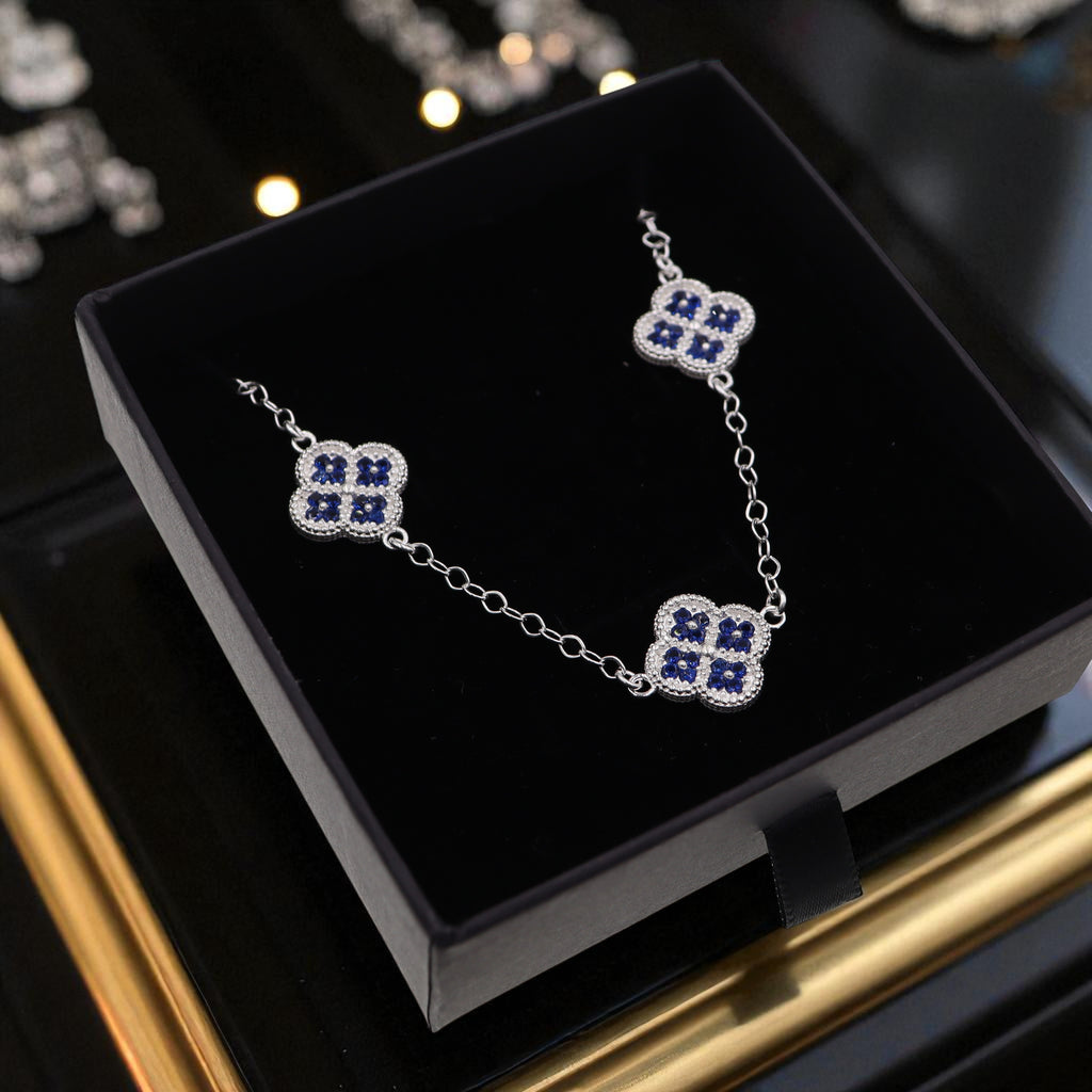 Cadena De Plata.925 Con Treboles Y Circonias