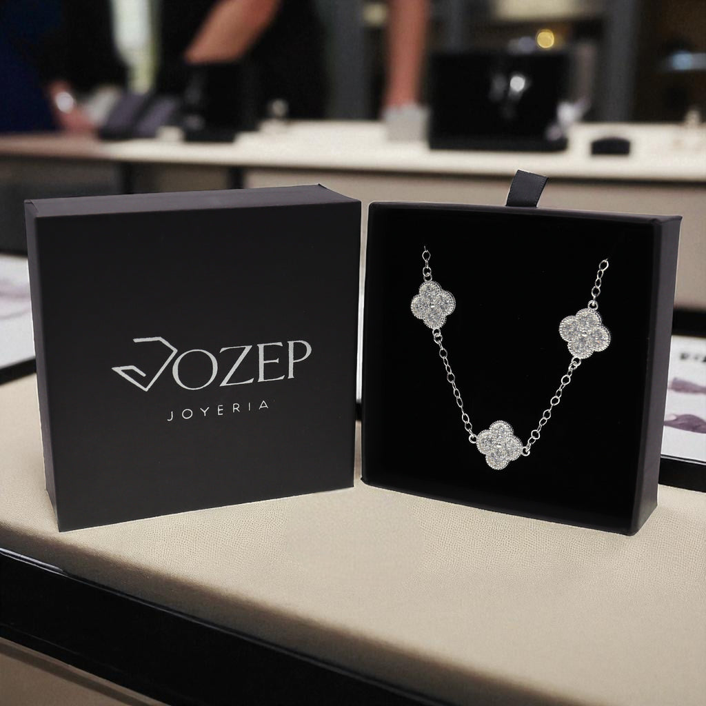 Cadena De Plata.925 Con Treboles Y Circonias