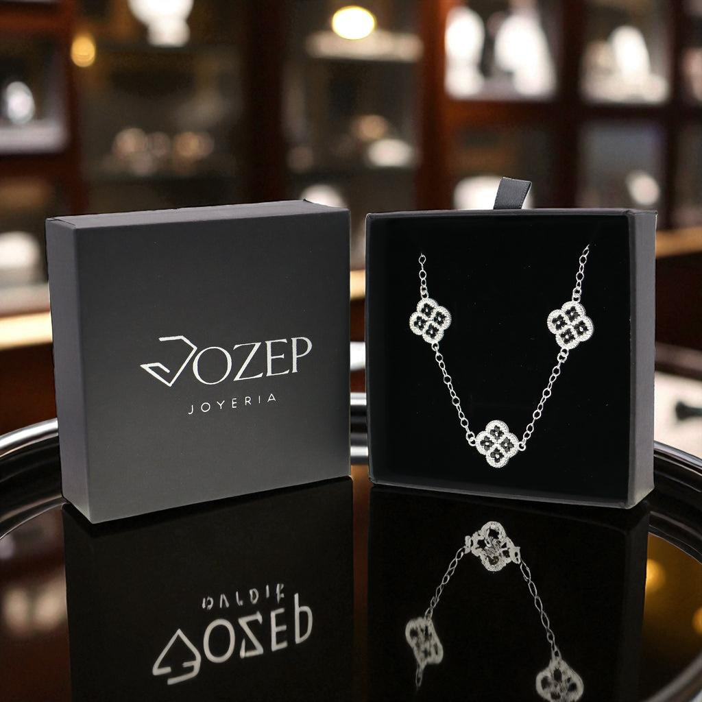 Cadena De Plata.925 Con Treboles Y Circonias