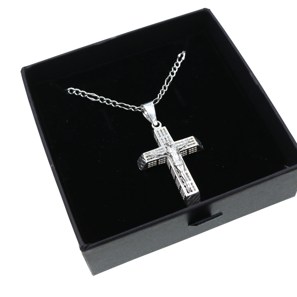 Dije De Cruz Rejada Con Cristo + Cadena Plata .925