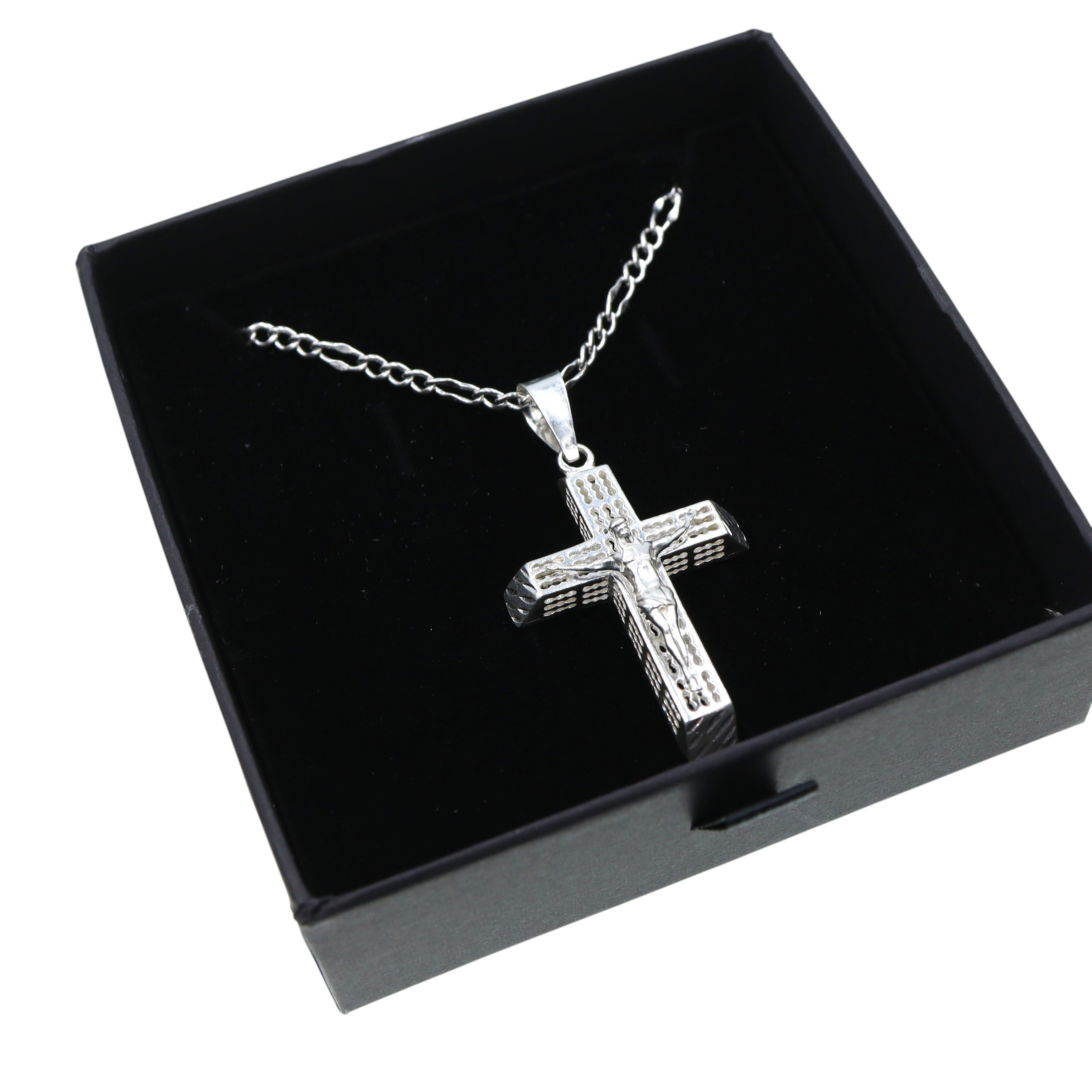Dije De Cruz Rejada Con Cristo + Cadena Plata .925