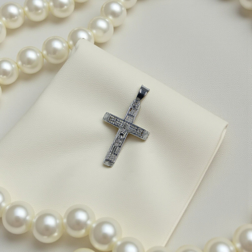 Dije De Cruz Rejada Con Cristo + Cadena Plata .925