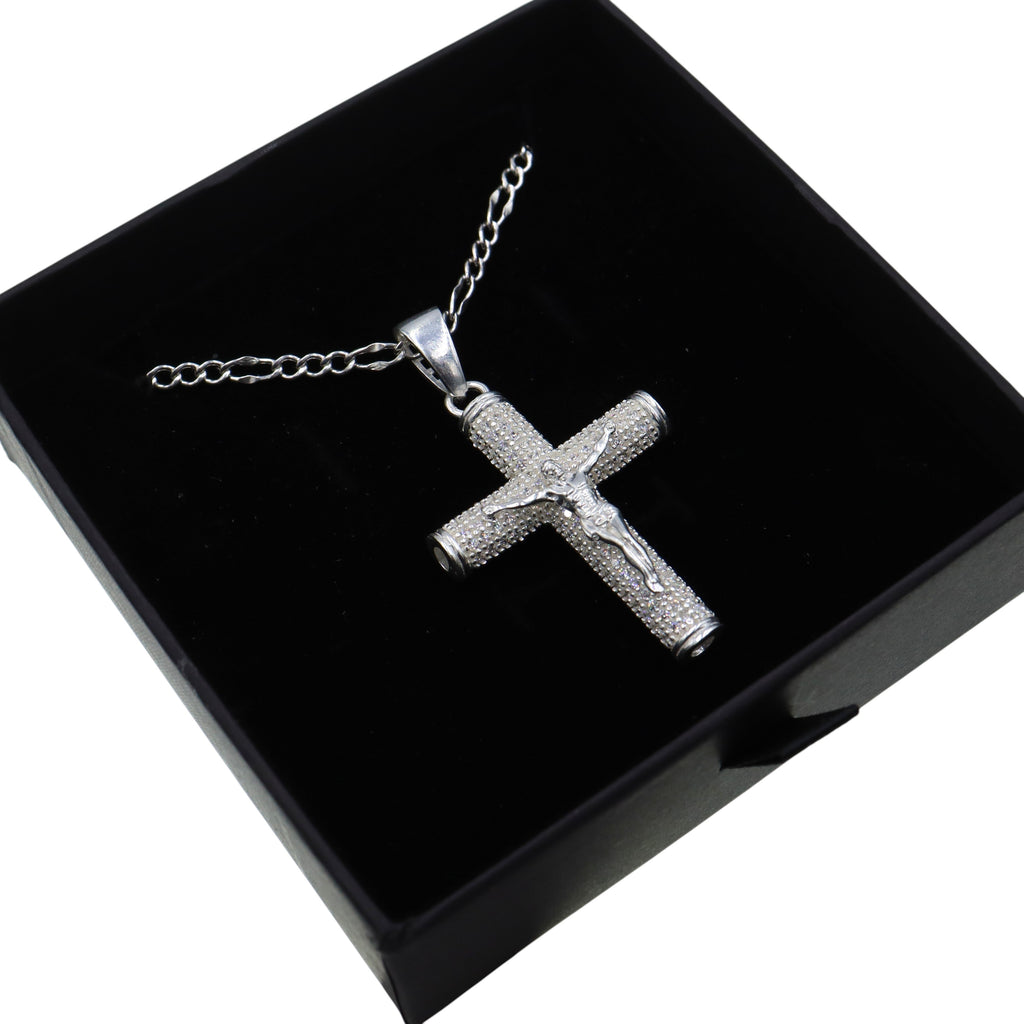 Dije Cruz Circonia + Cadena Plata .925