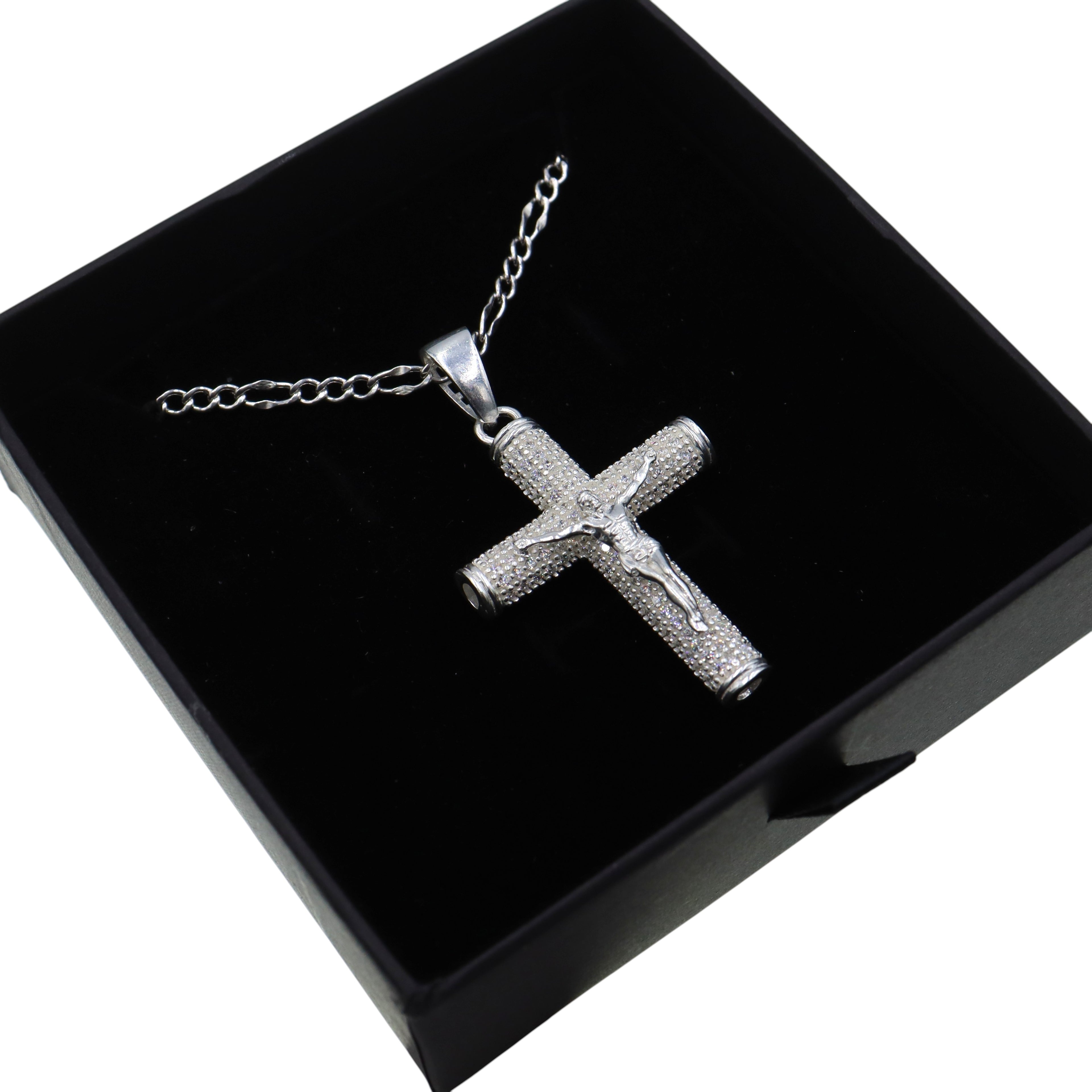 Dije Cruz Circonia + Cadena Plata .925