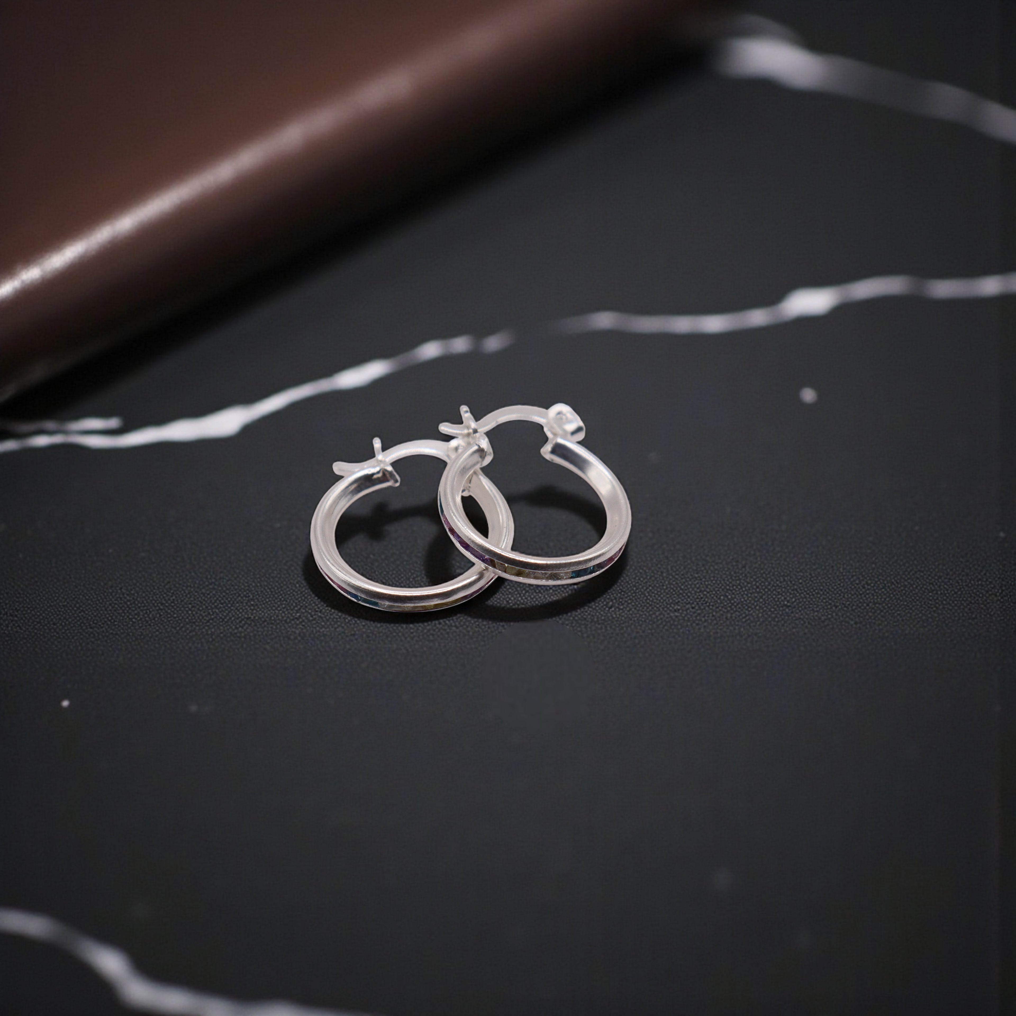 Aretes De Plata .925 Estilo Multicolor Tamaño Mini