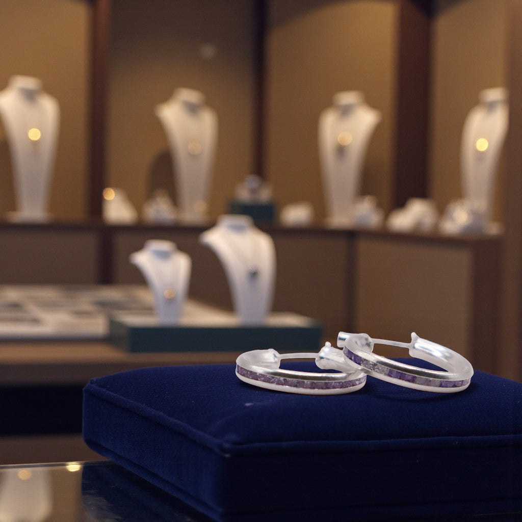 Aretes De Plata .925 Estilo Morado Tamaño Mini