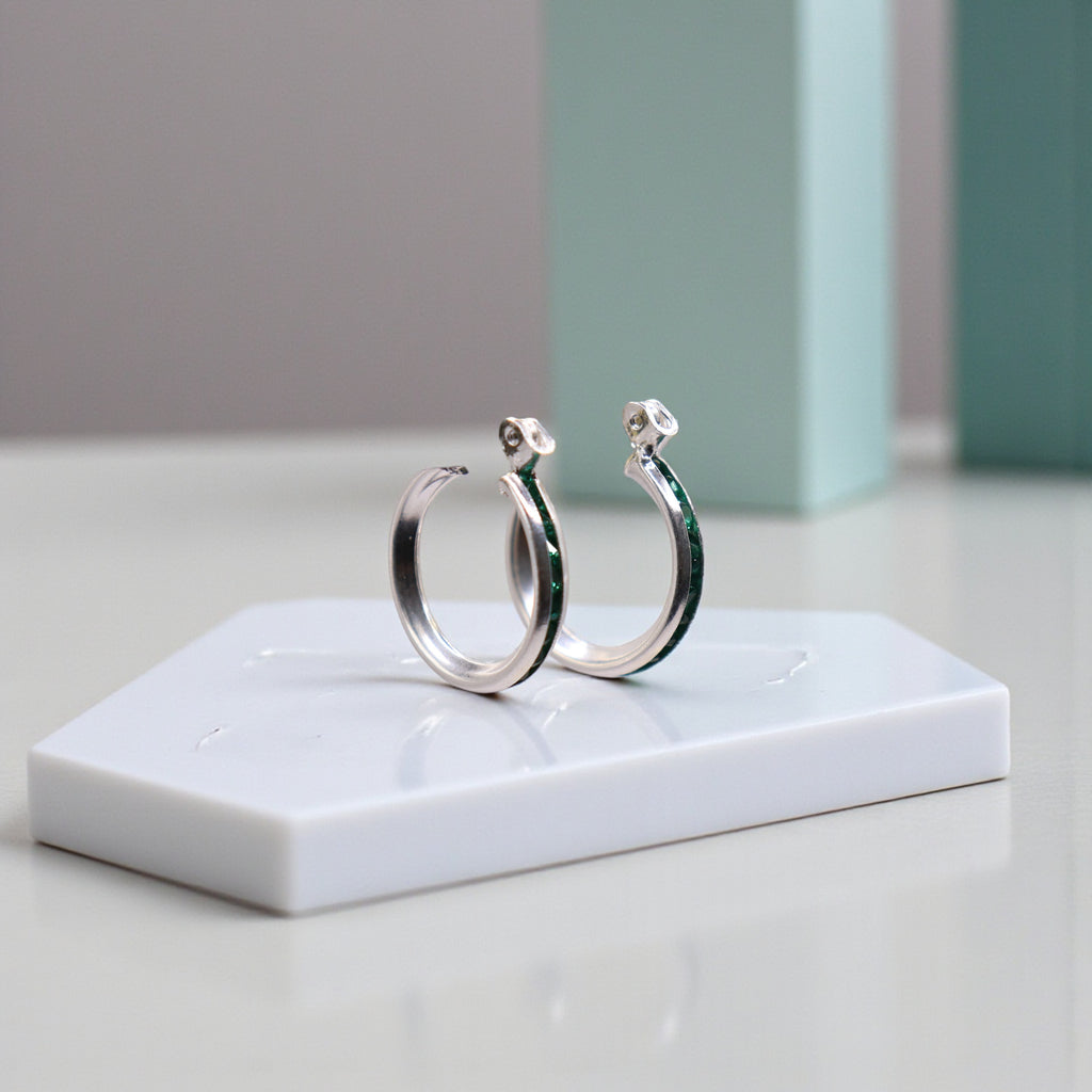 Aretes De Plata .925 Estilo Verde Tamaño Mini