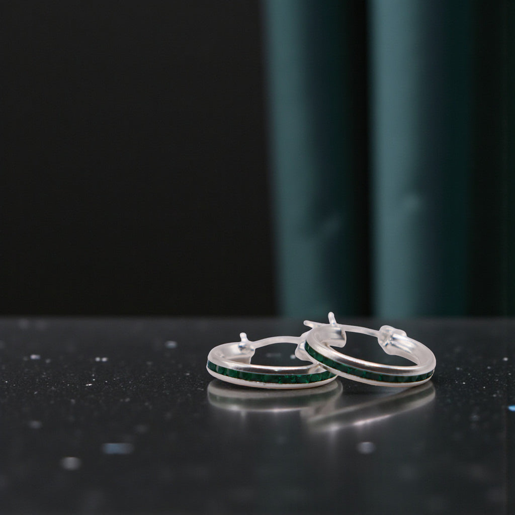 Aretes De Plata .925 Estilo Verde Tamaño Mini