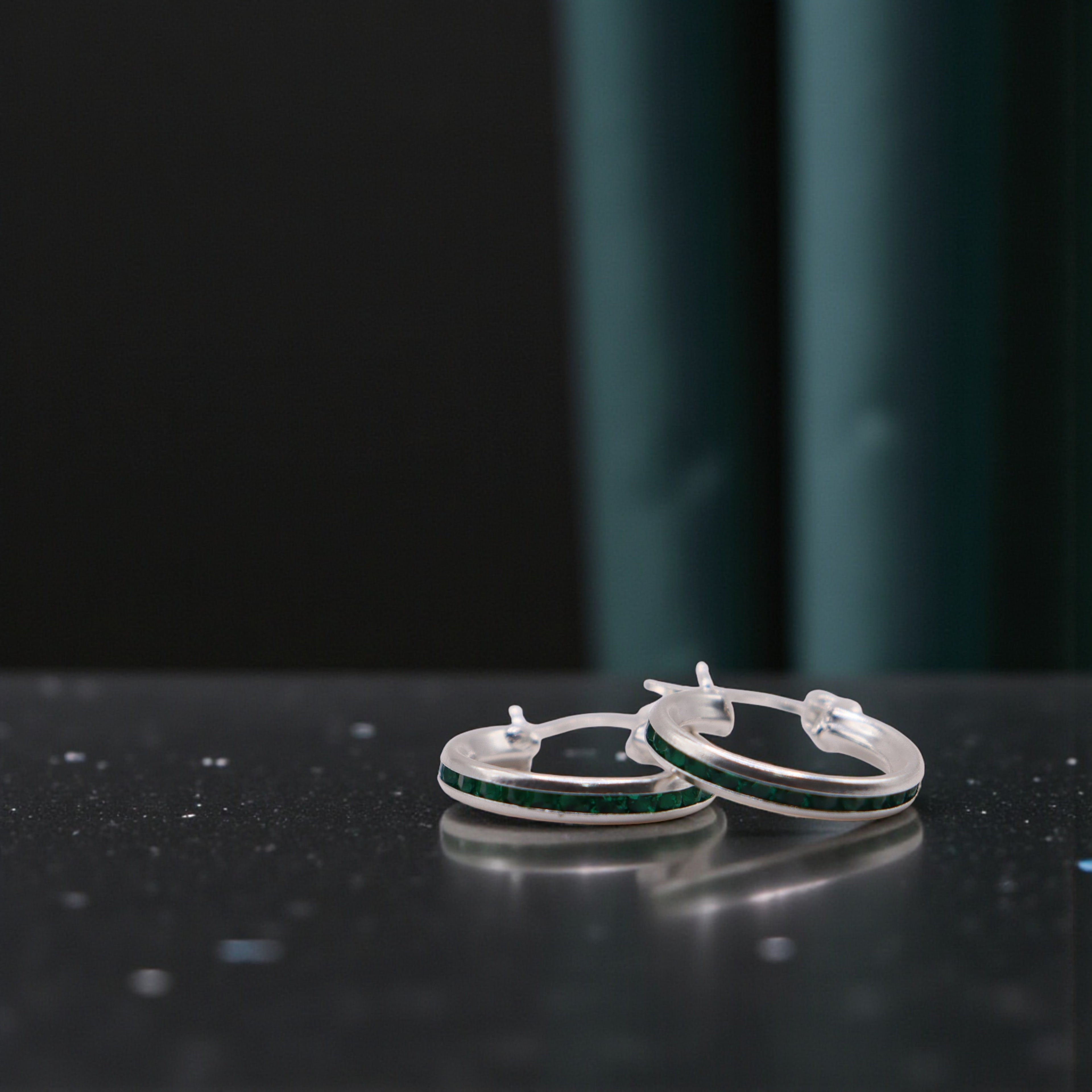 Aretes De Plata .925 Estilo Verde Tamaño Mini